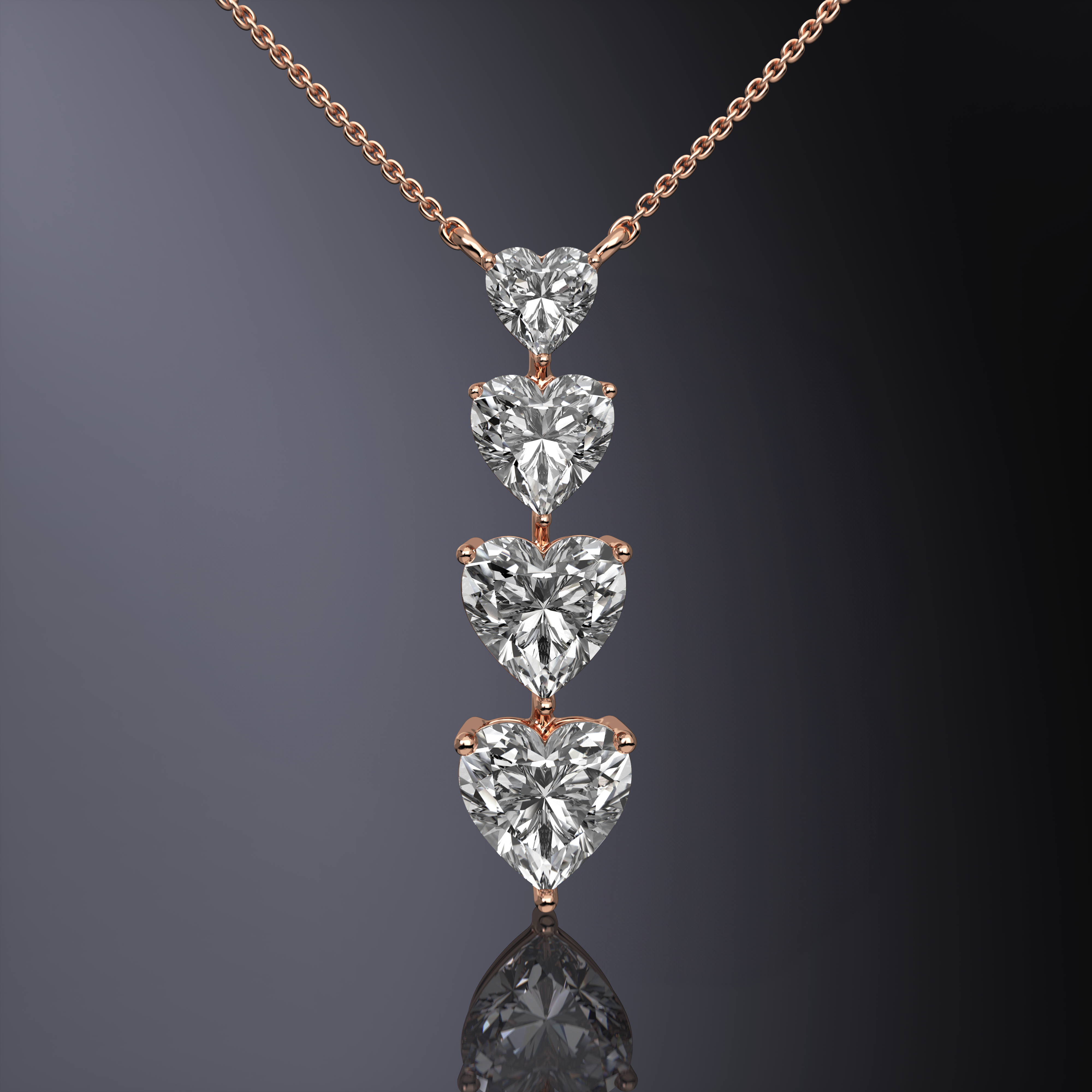 Four Stone Heart Pendant