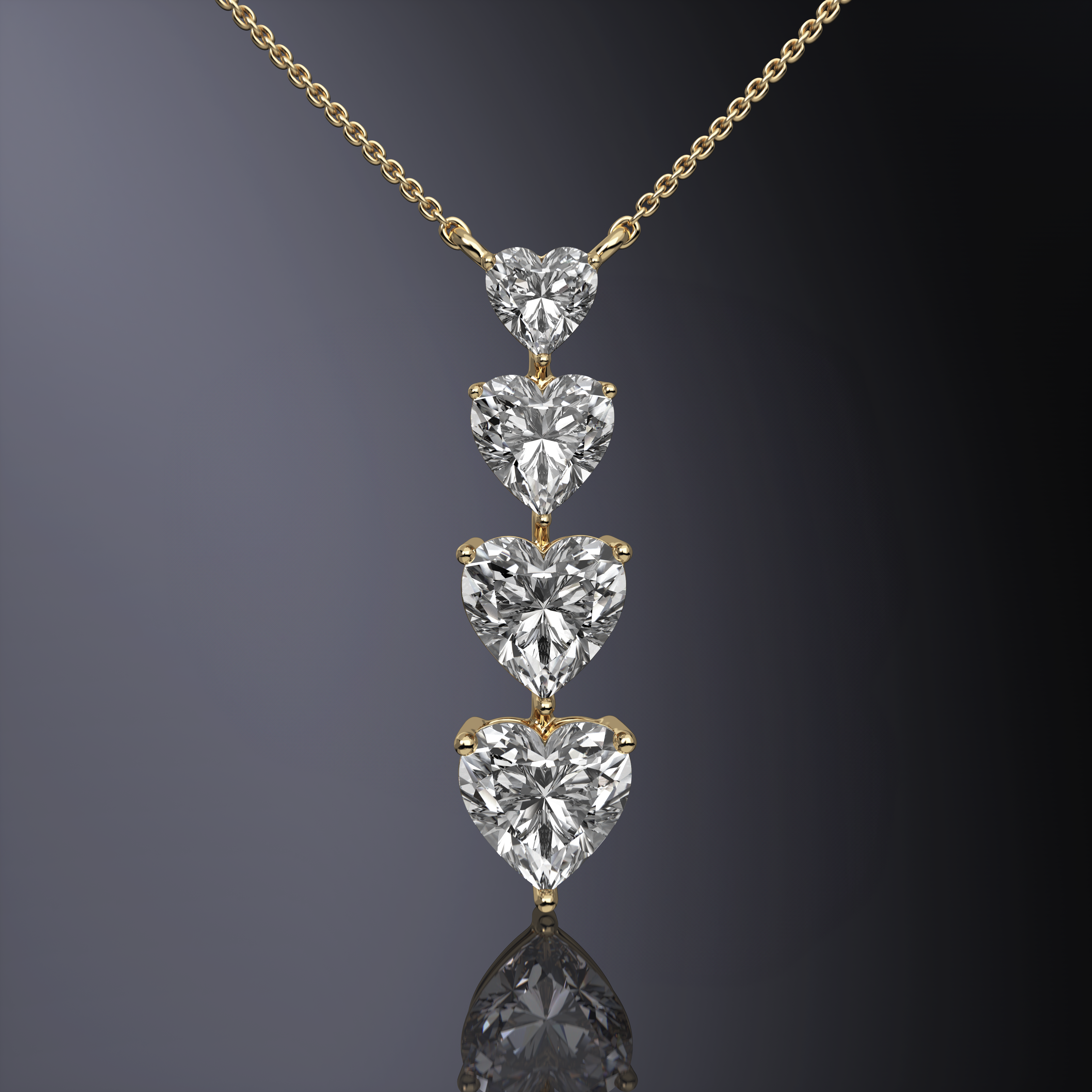 Four Stone Heart Pendant
