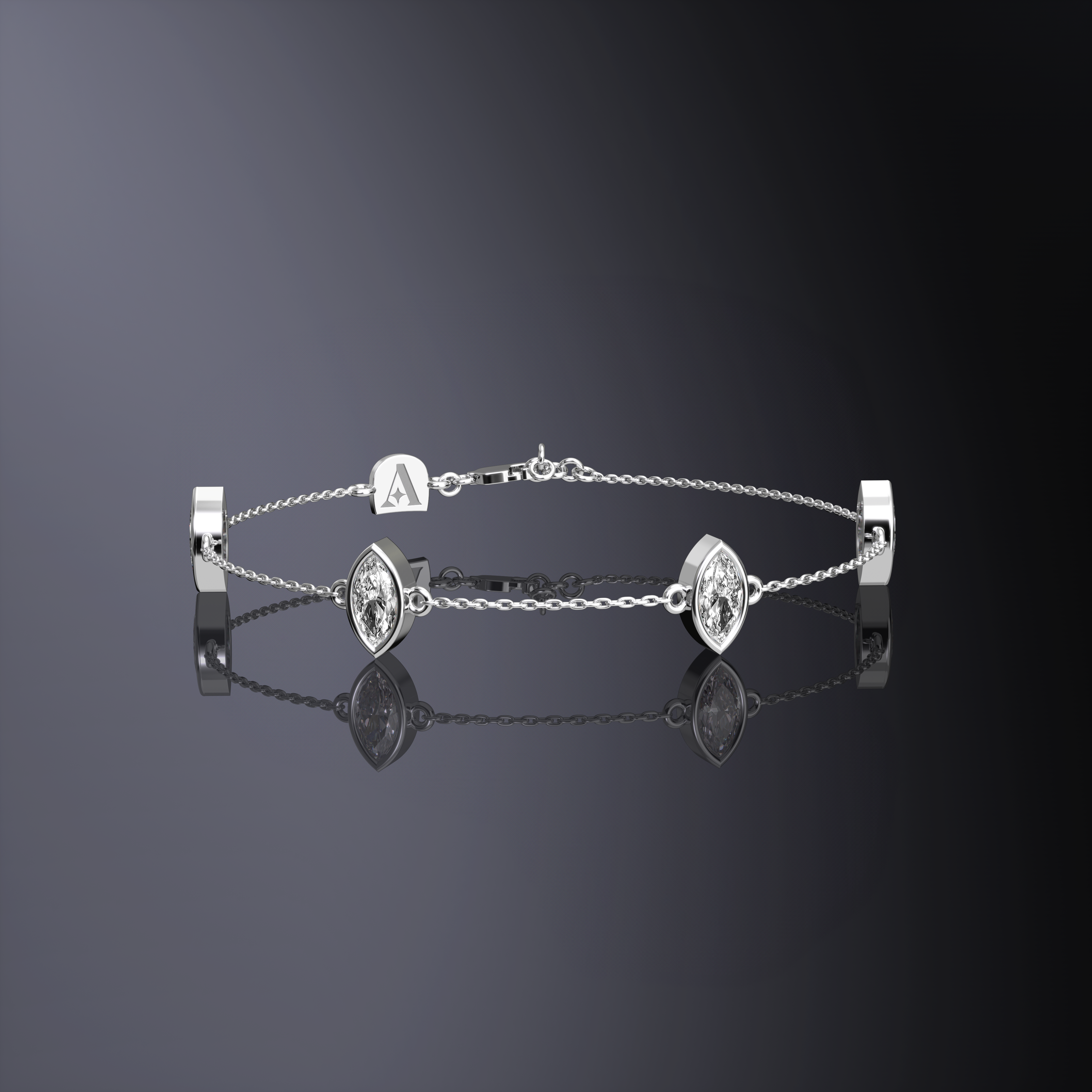 Marquise Cut Four Stone Chain Bracelet