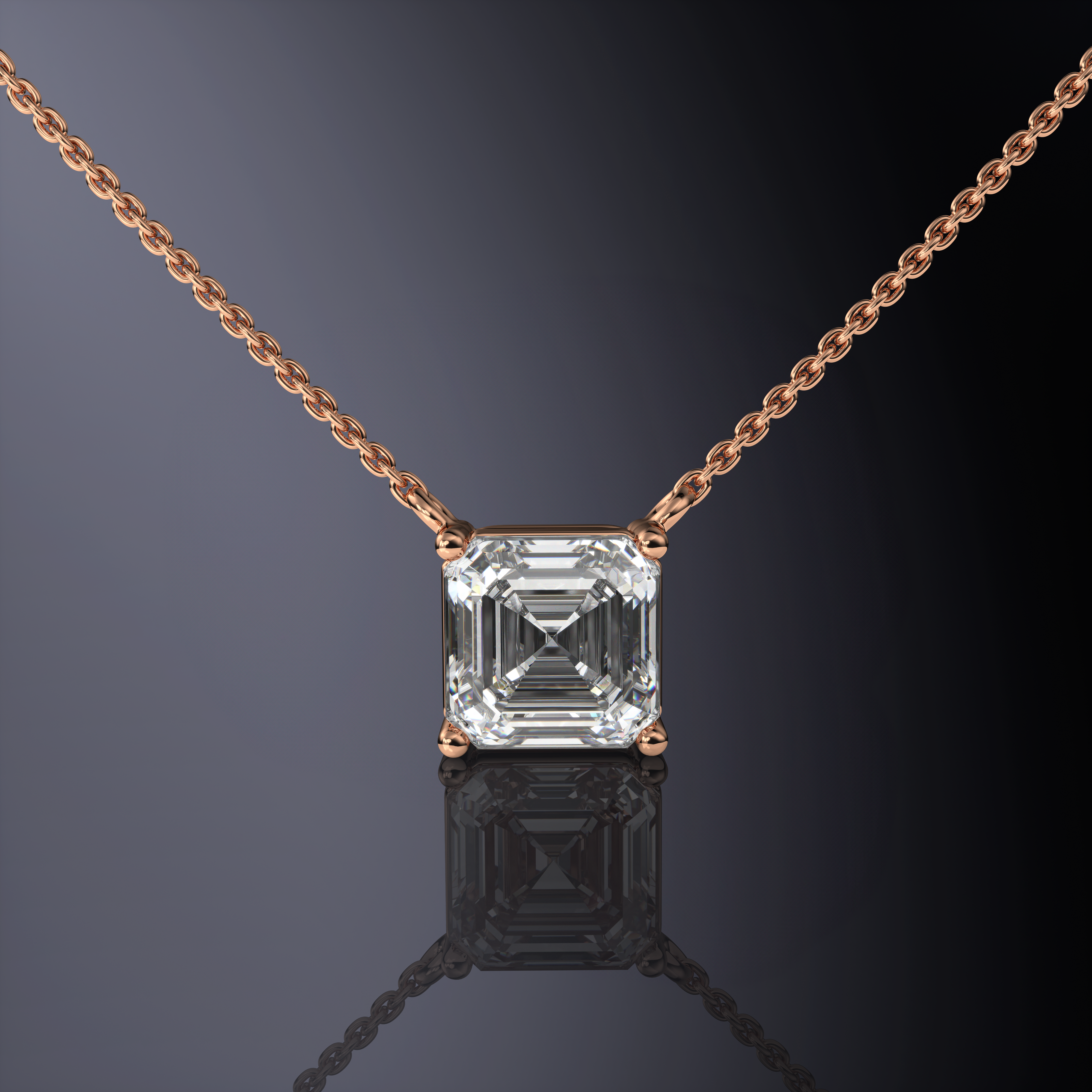 Asscher Cut Prong Set Pendant