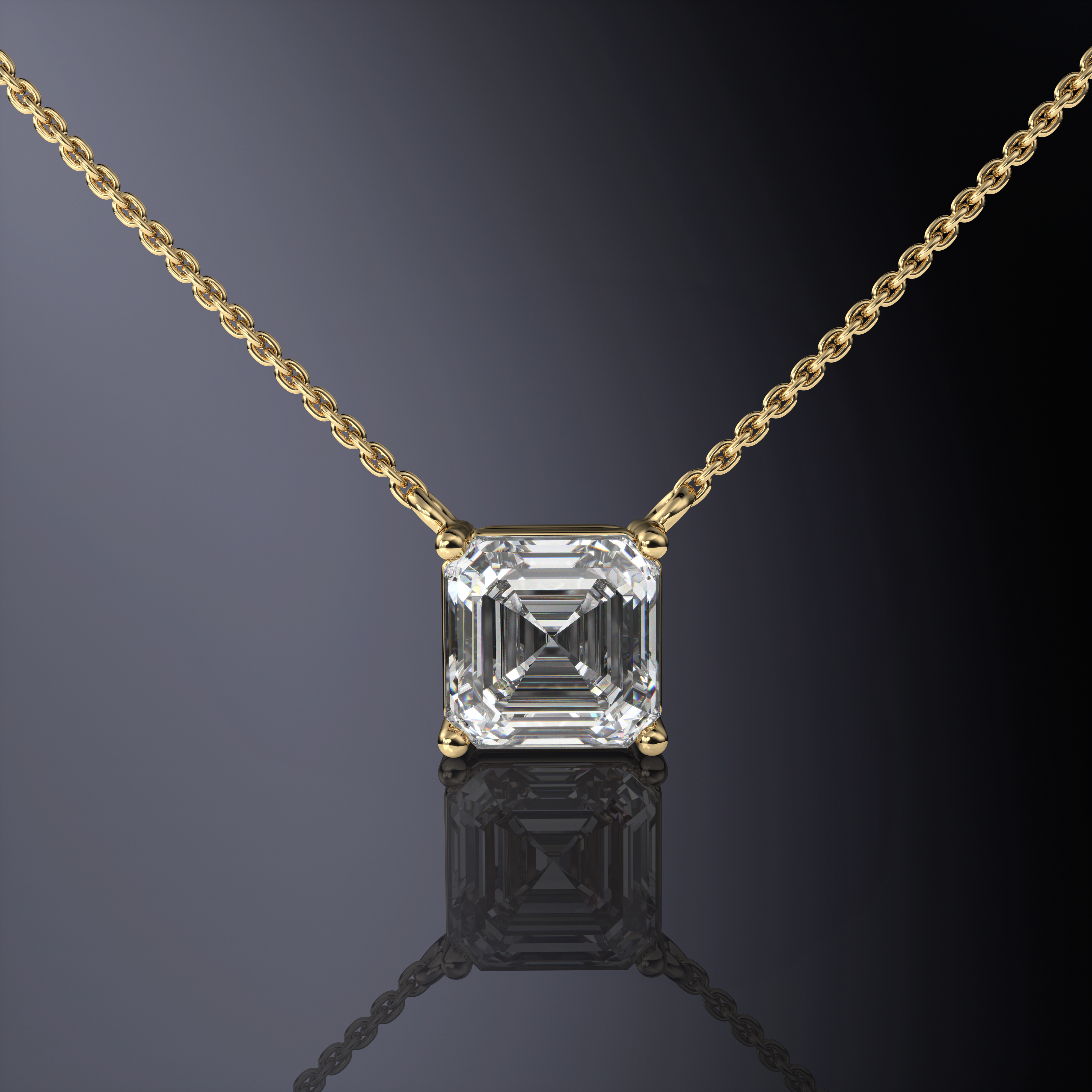 Asscher Cut Prong Set Pendant