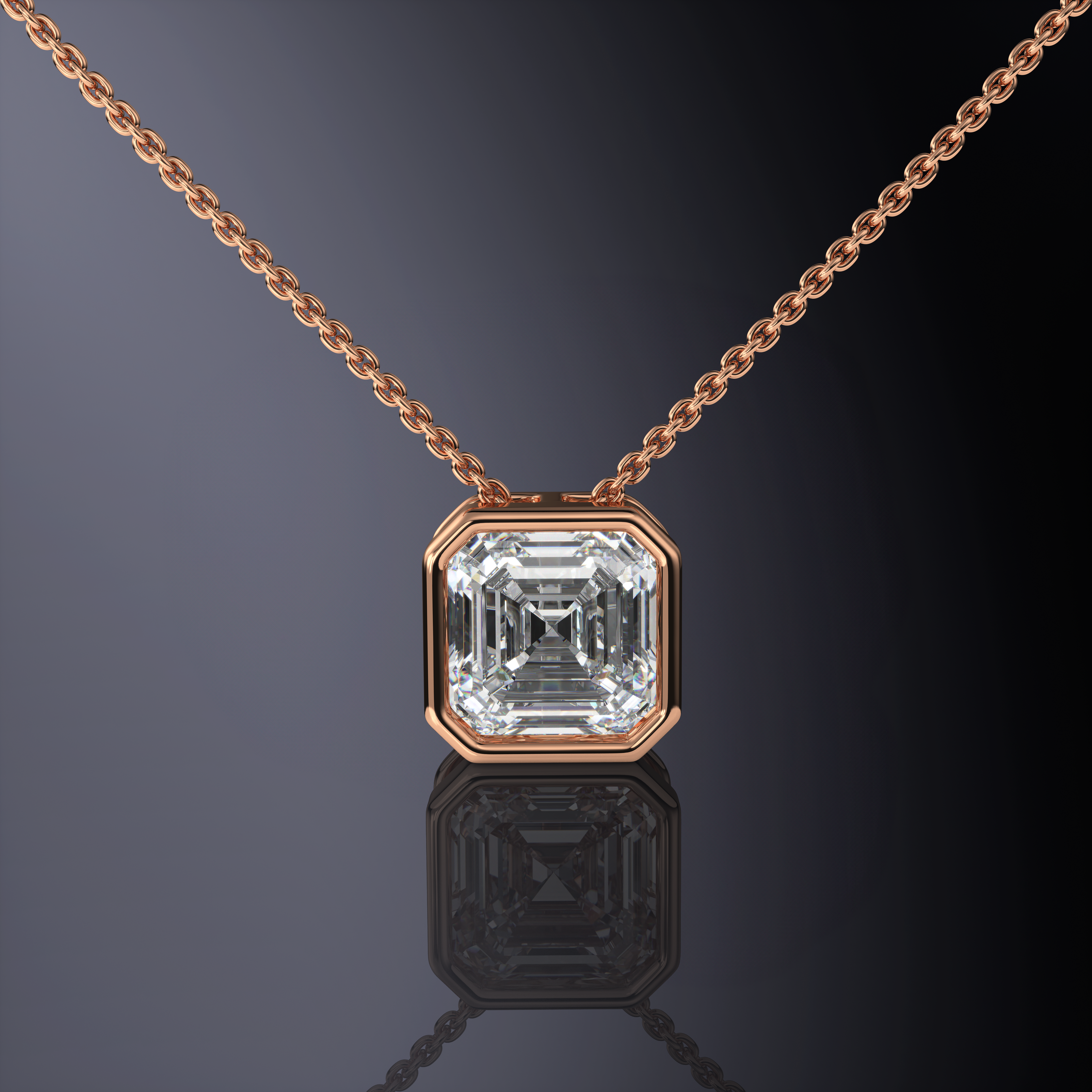Asscher Cut Bezel Set Pendant