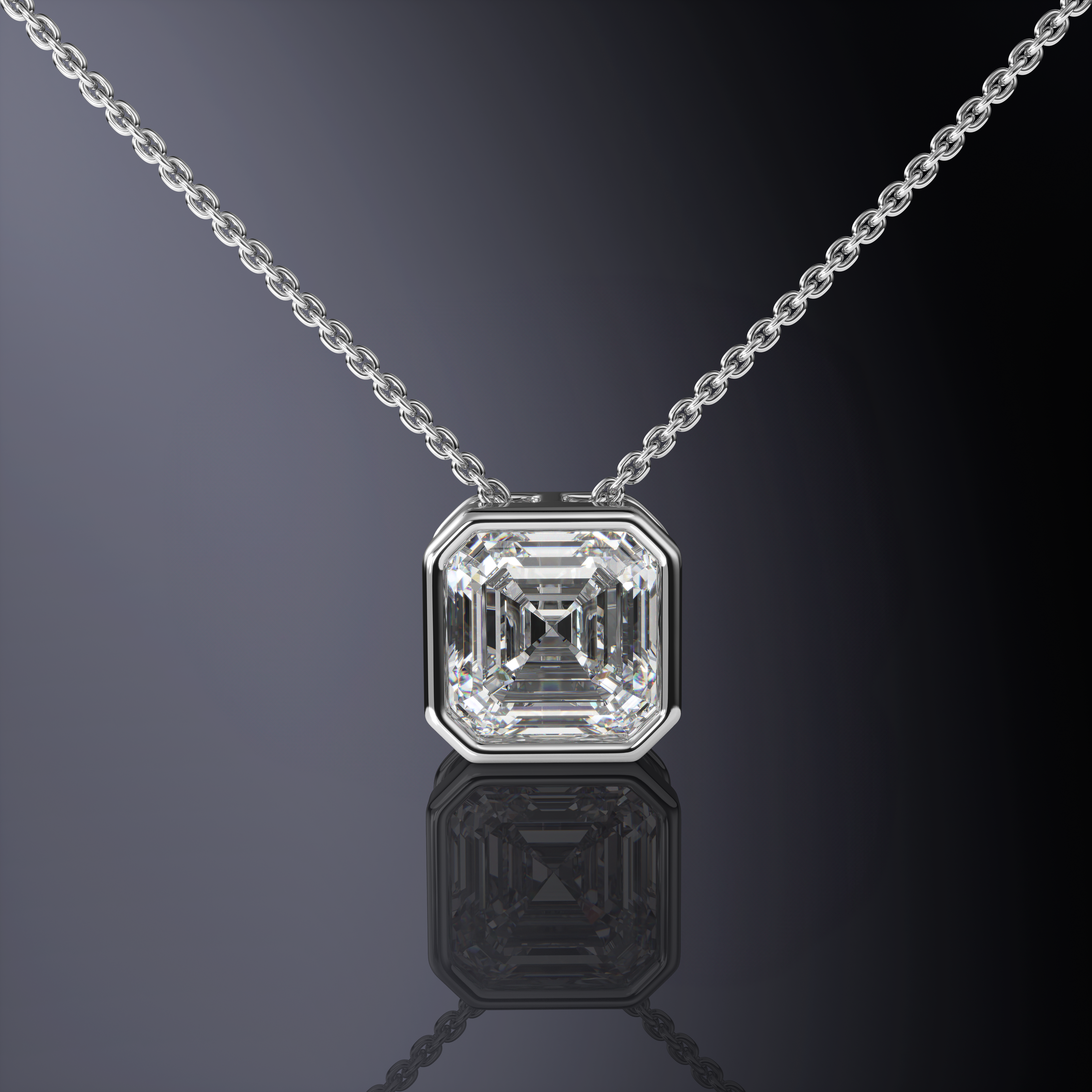 Asscher Cut Bezel Set Pendant