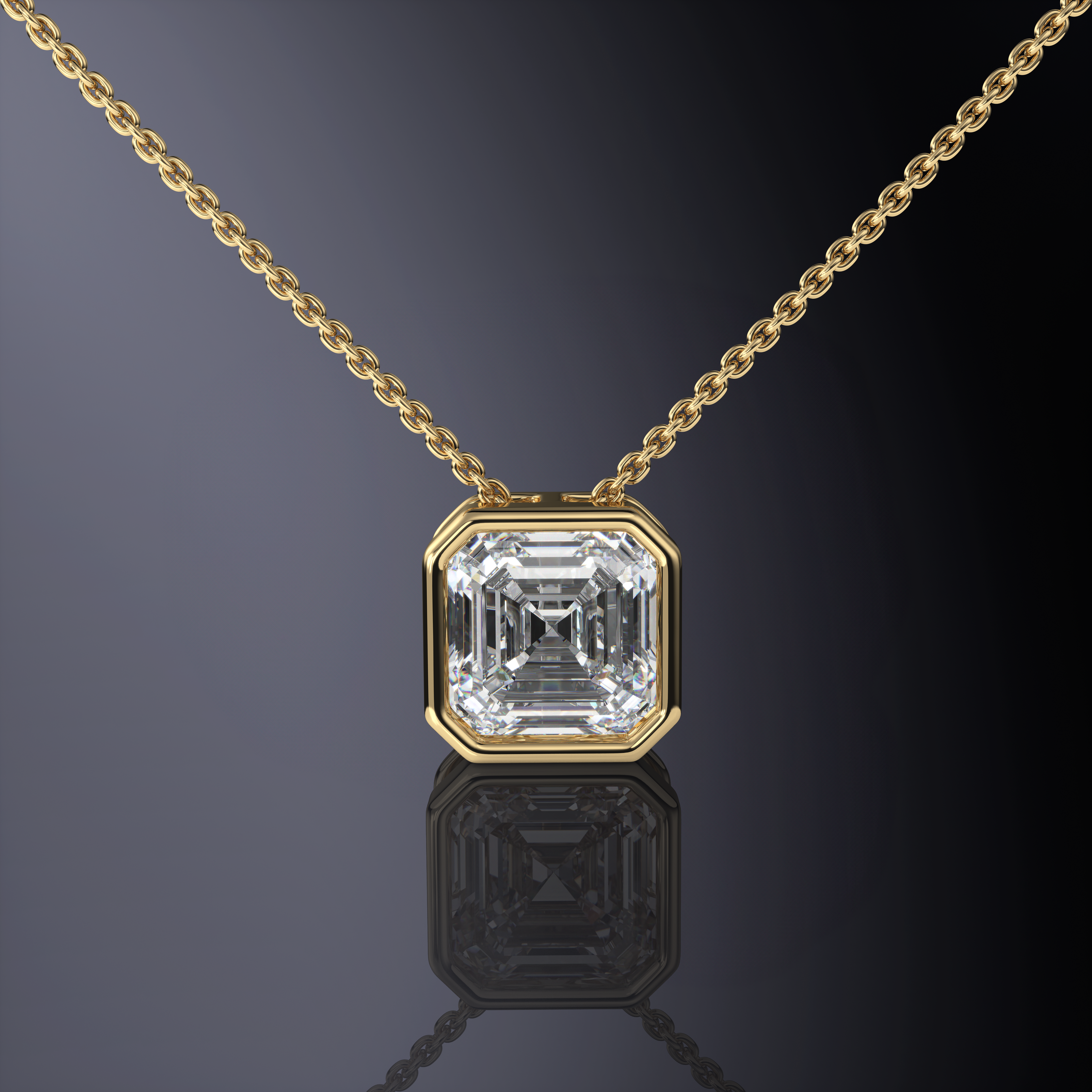 Asscher Cut Bezel Set Pendant