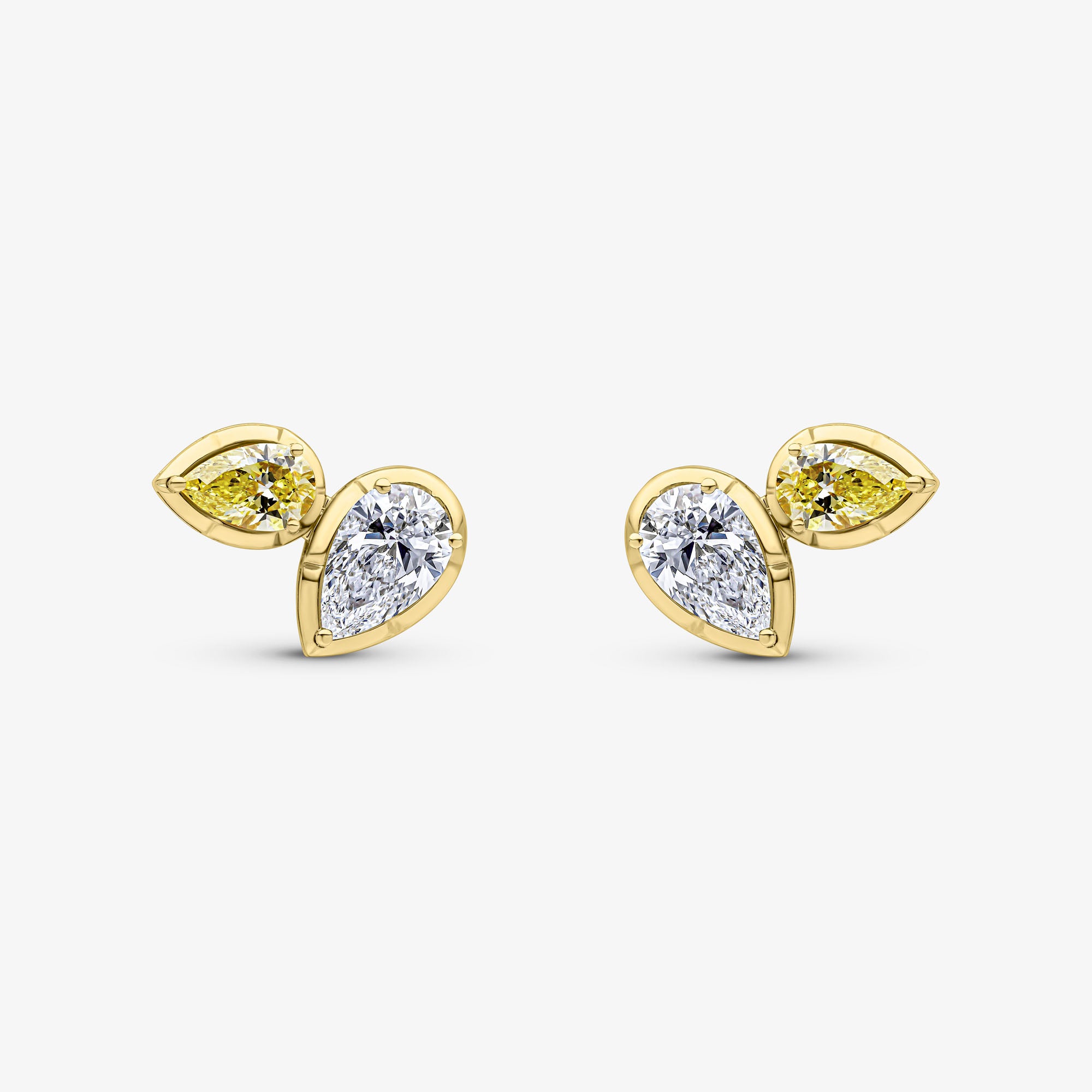 Madison Yellow & White Diamond Stud Earrings