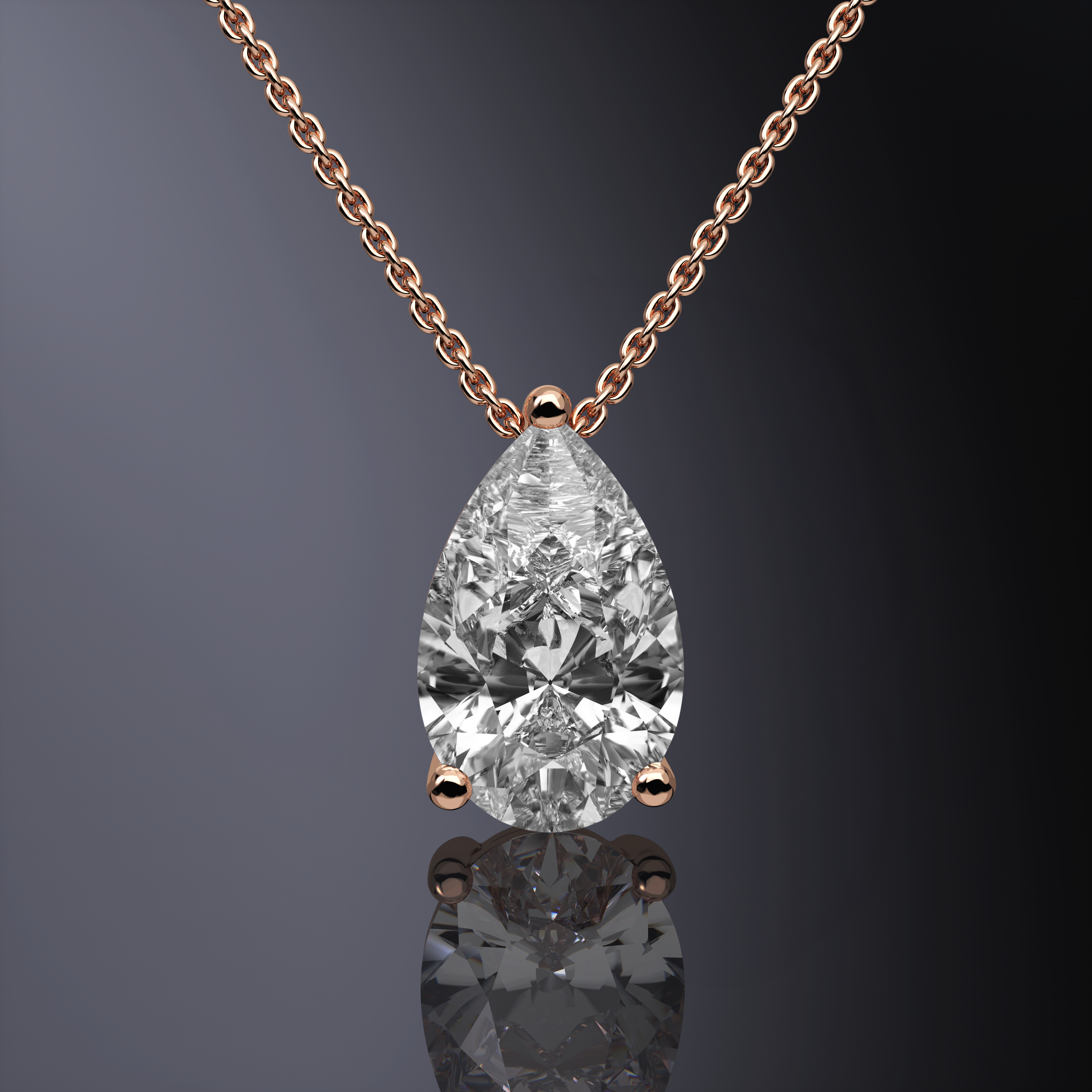 Pear Cut Prong Set Pendant White Gold