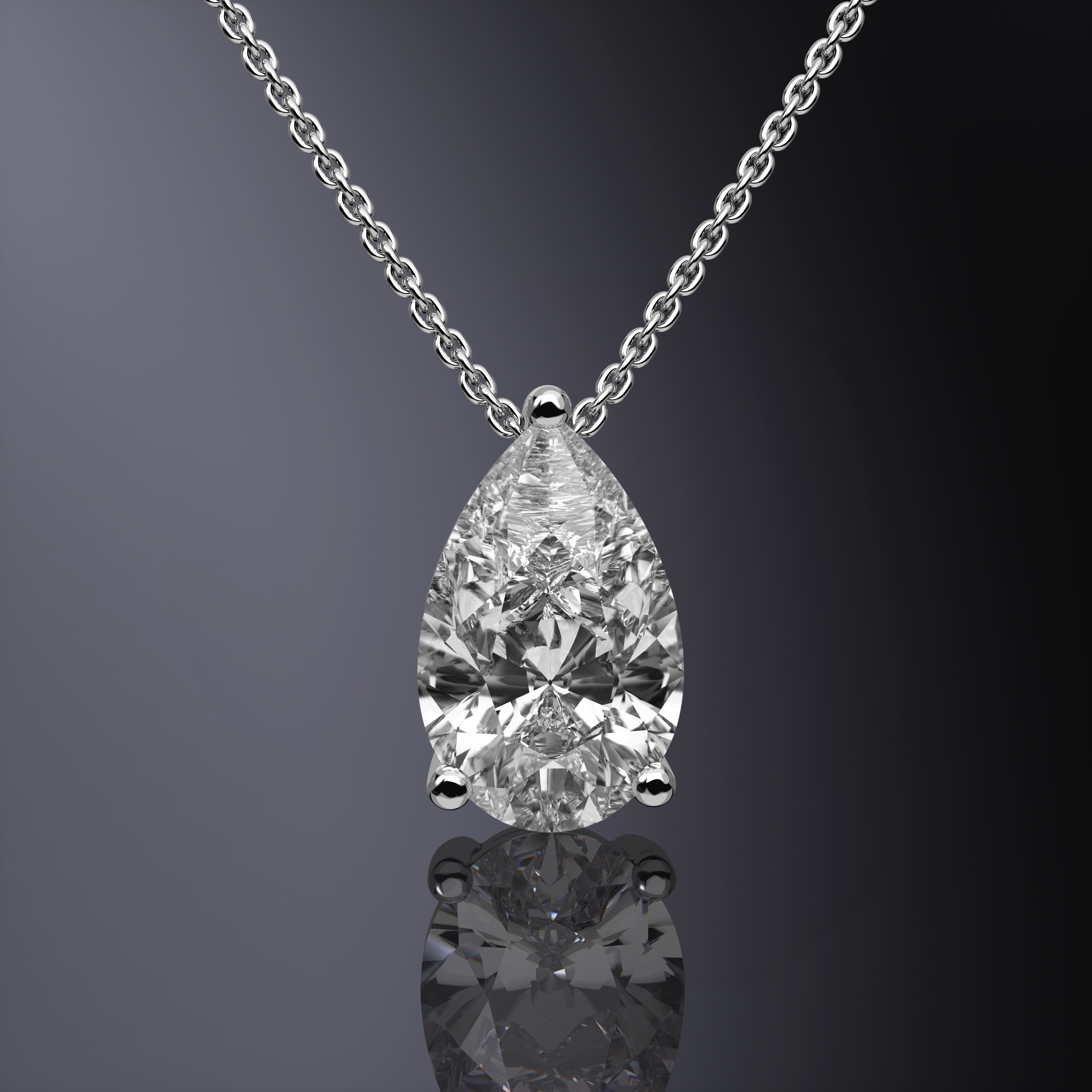 Pear Cut Prong Set Pendant White Gold