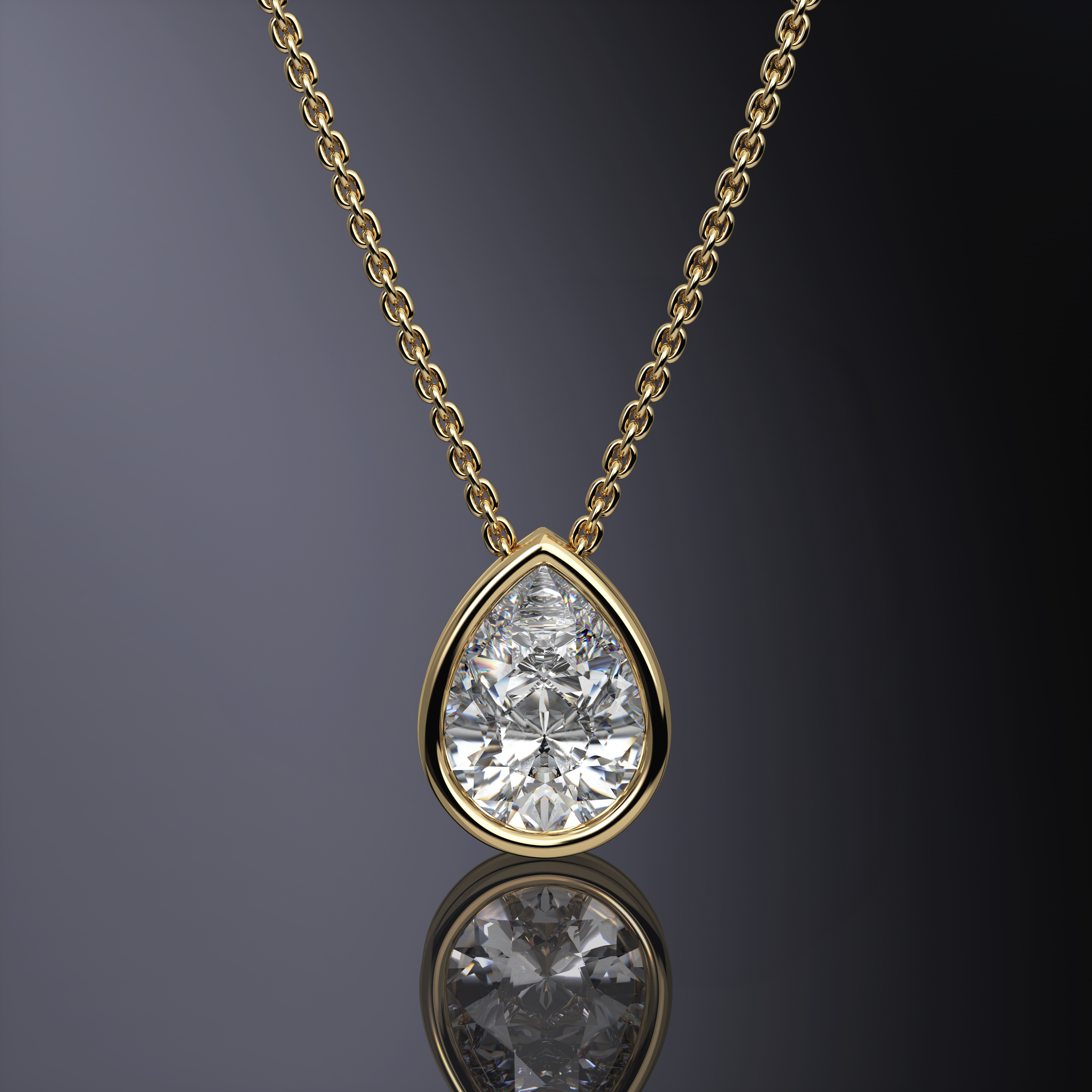 Pear Cut Bezel Set Pendant