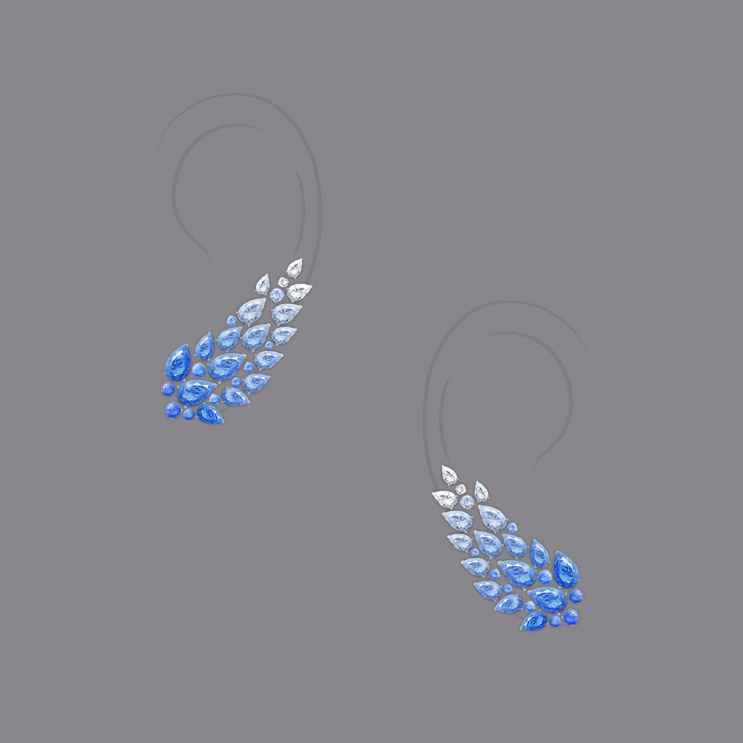 Blue Diamond Garland Earrings