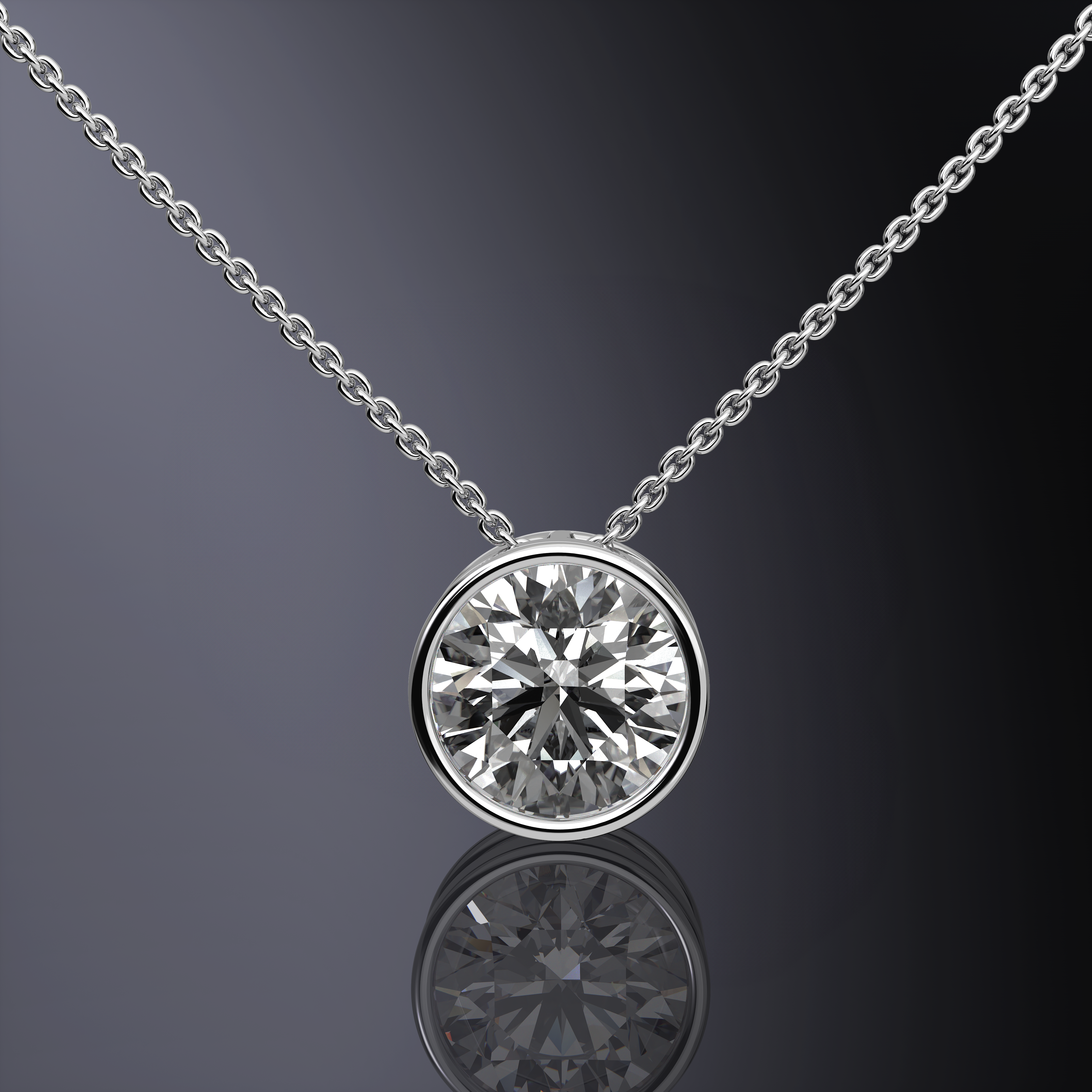 Round Brilliant Cut Bezel Set Pendant