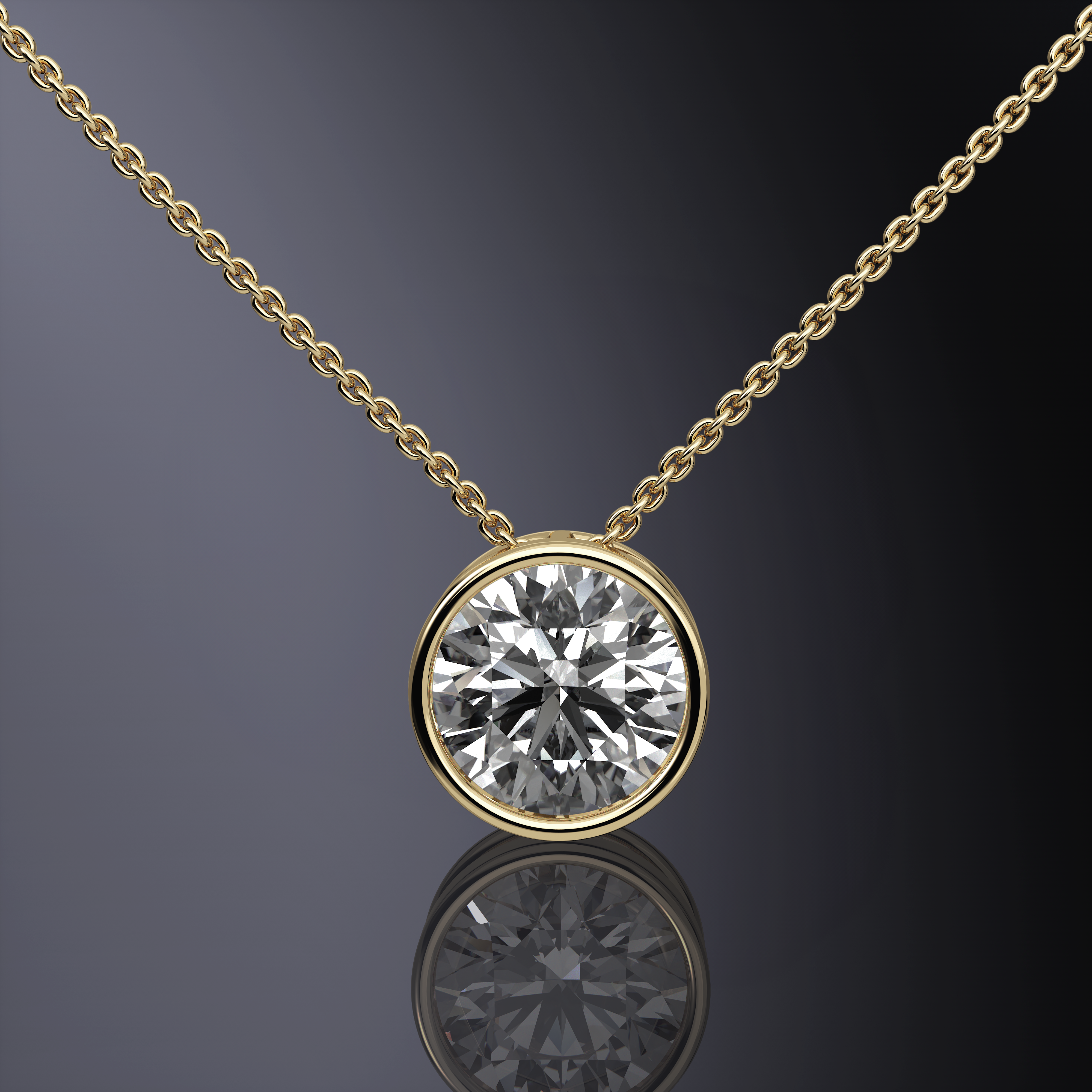 Round Brilliant Cut Bezel Set Pendant
