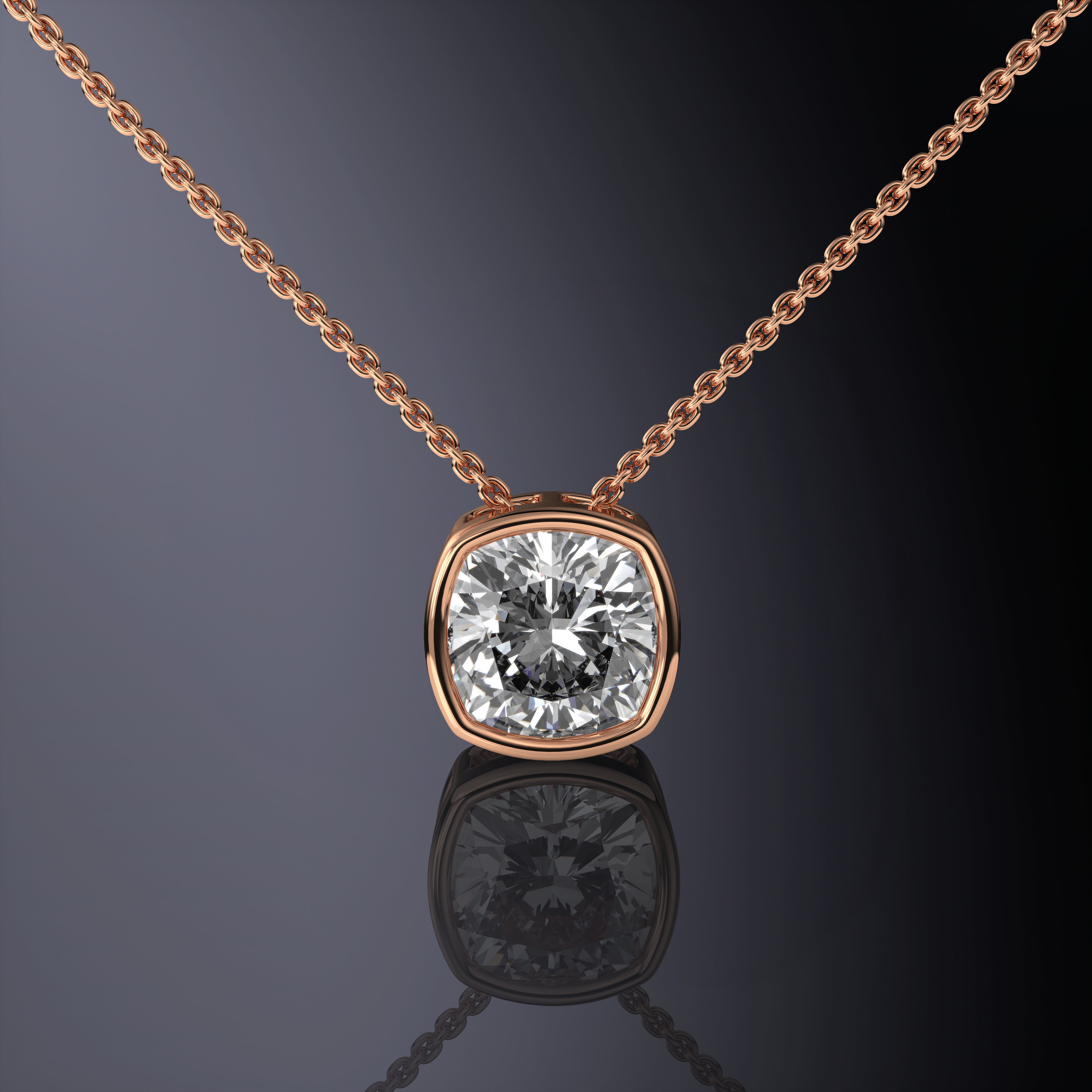 Cushion Cut Bezel Set Pendant