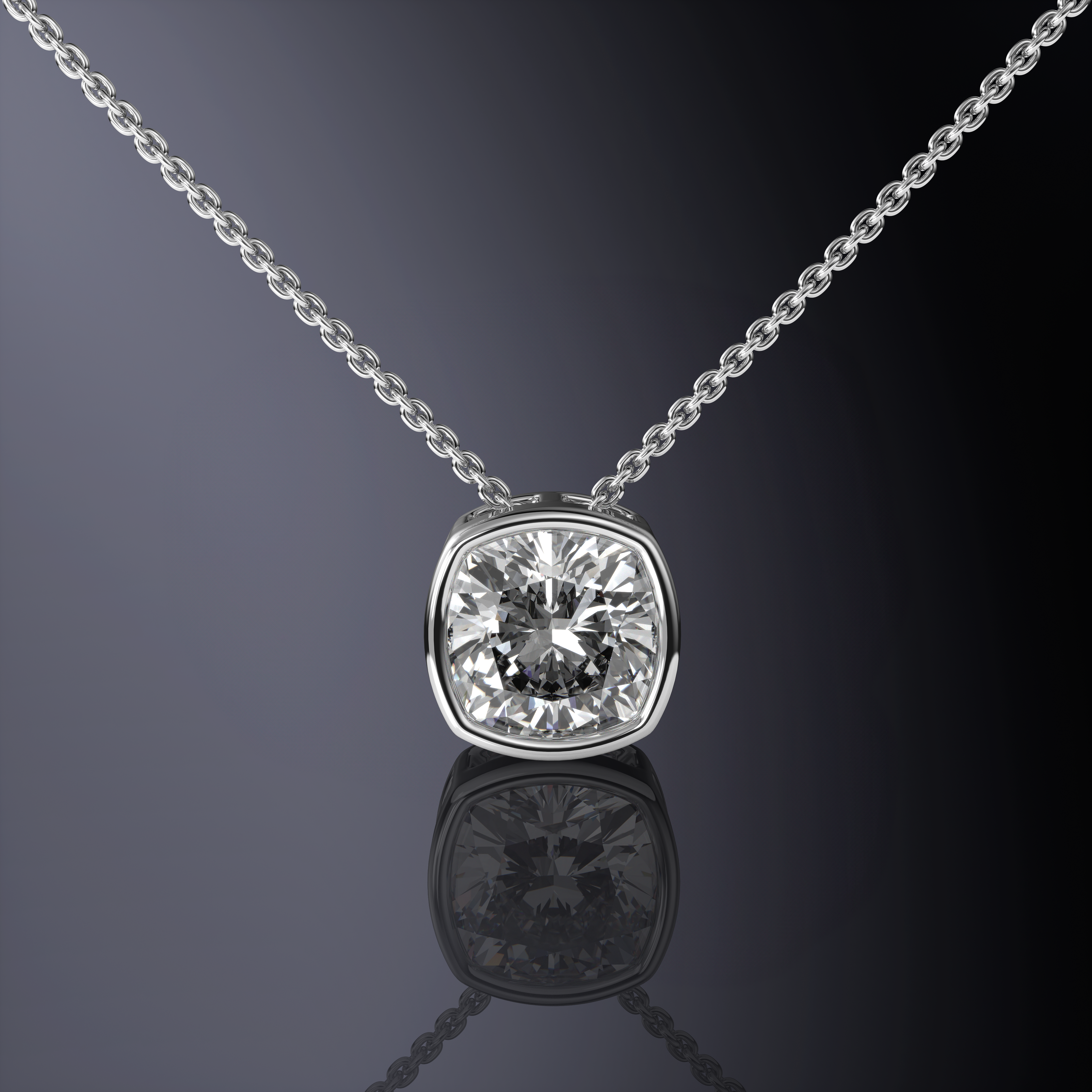 Cushion Cut Bezel Set Pendant