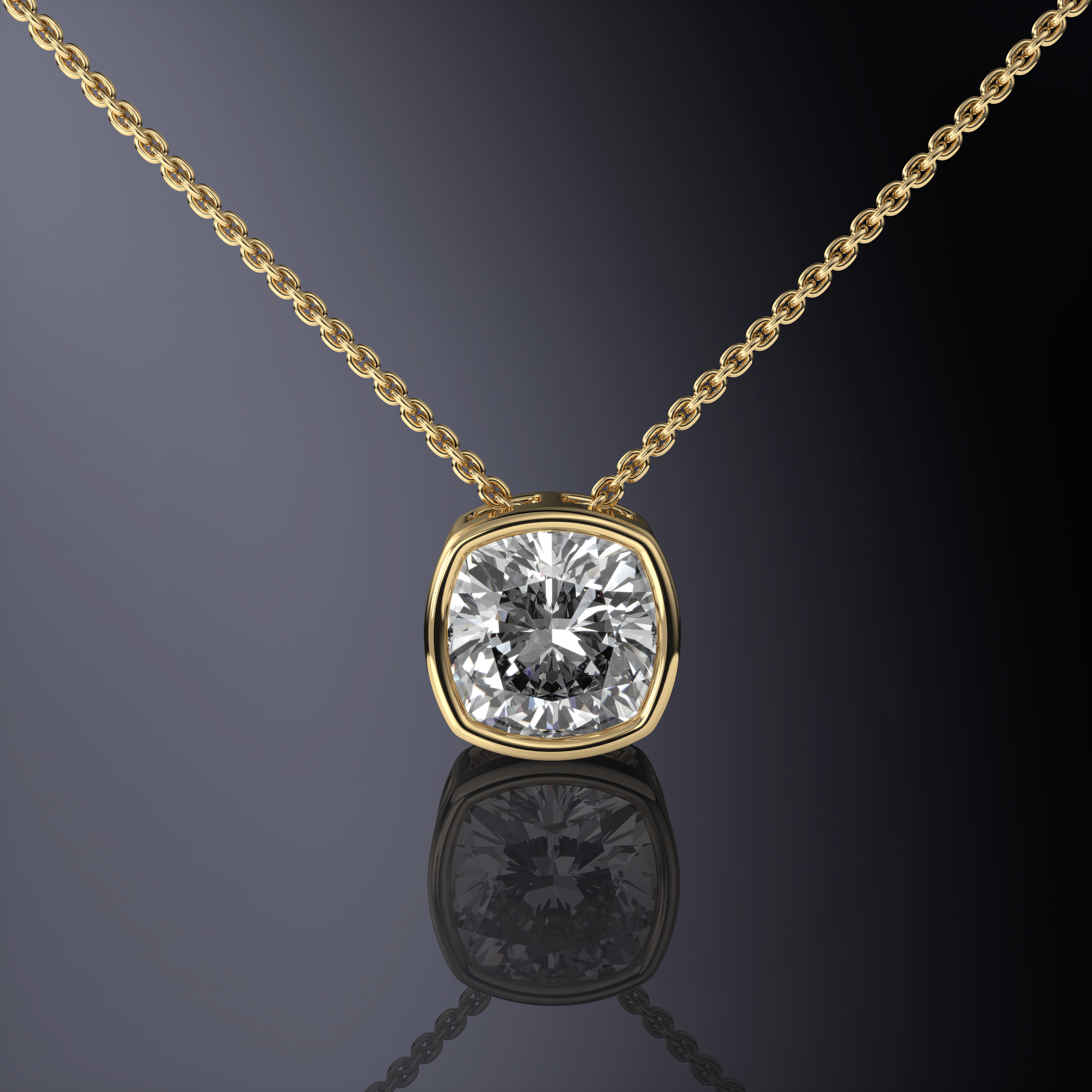 Cushion Cut Bezel Set Pendant