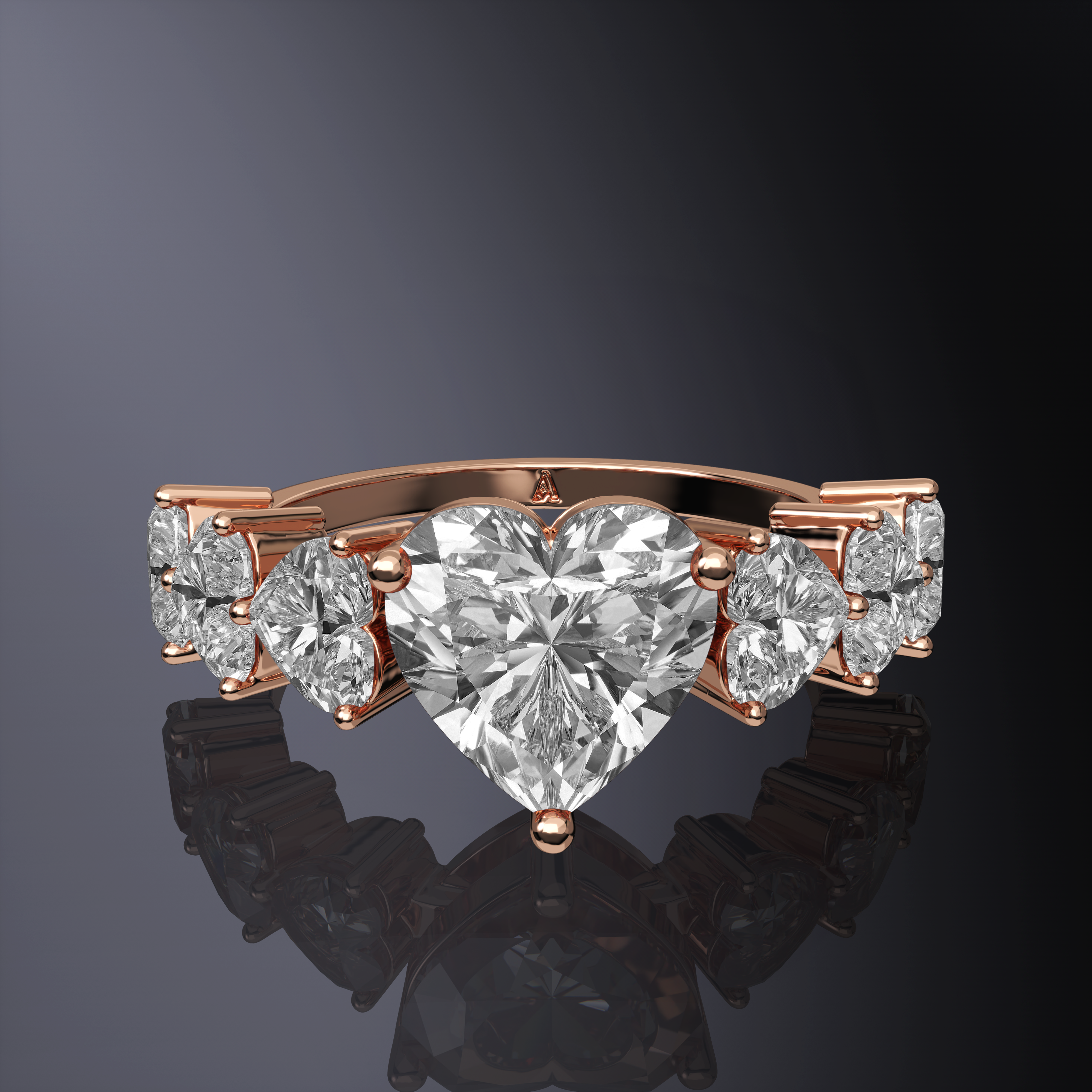 Graduated Heart Ring