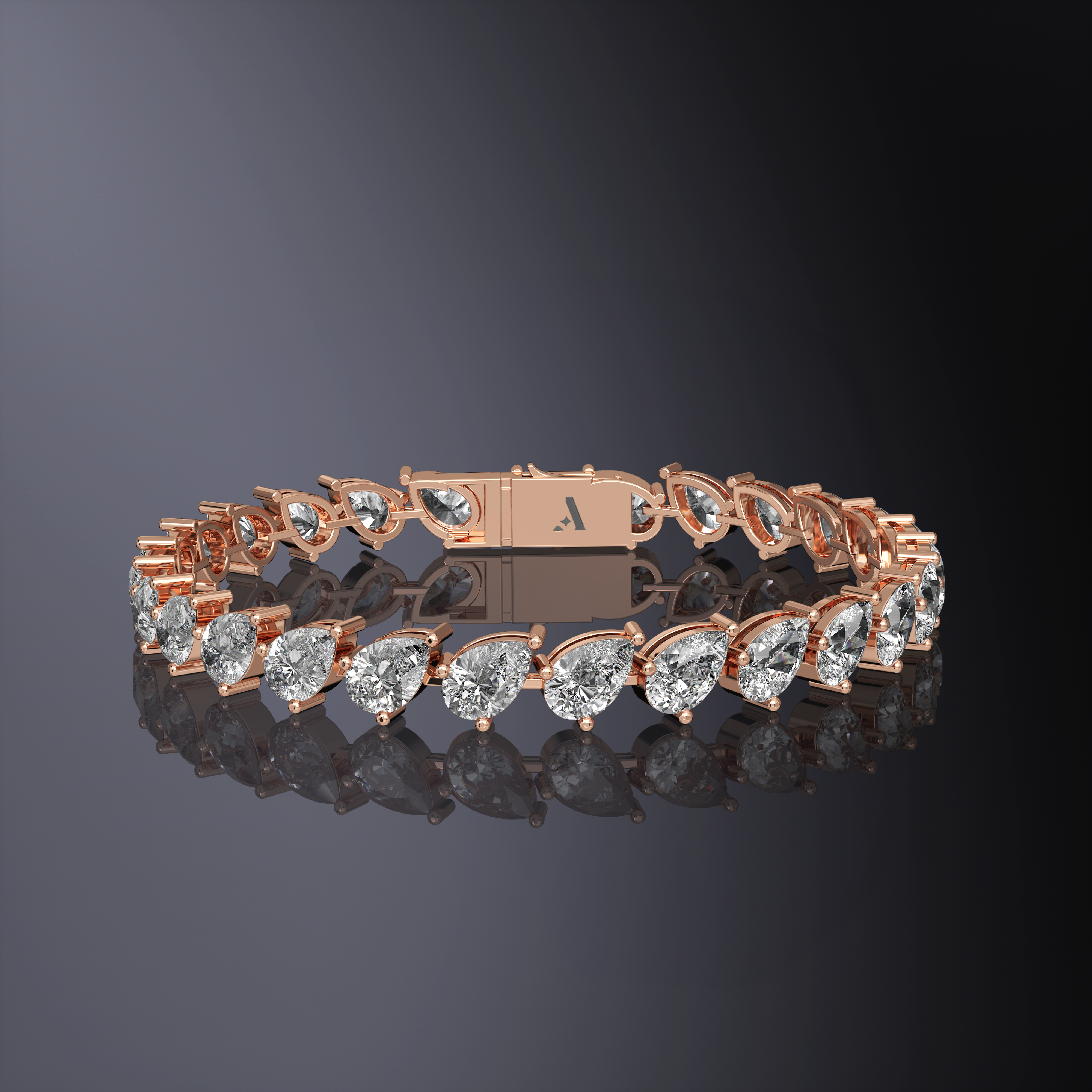Blue Diamond Pear Cut Tennis Bracelet