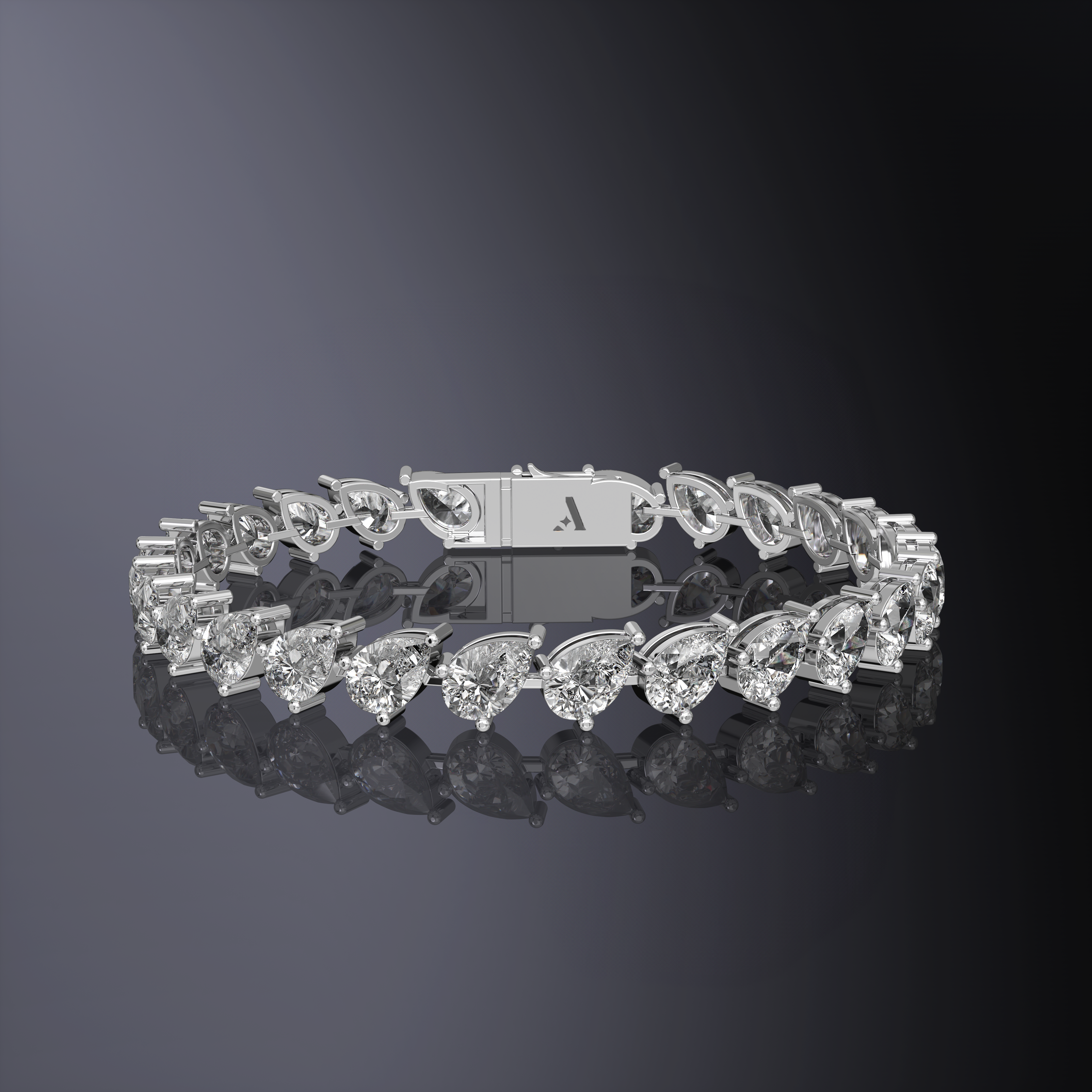 Blue Diamond Pear Cut Tennis Bracelet