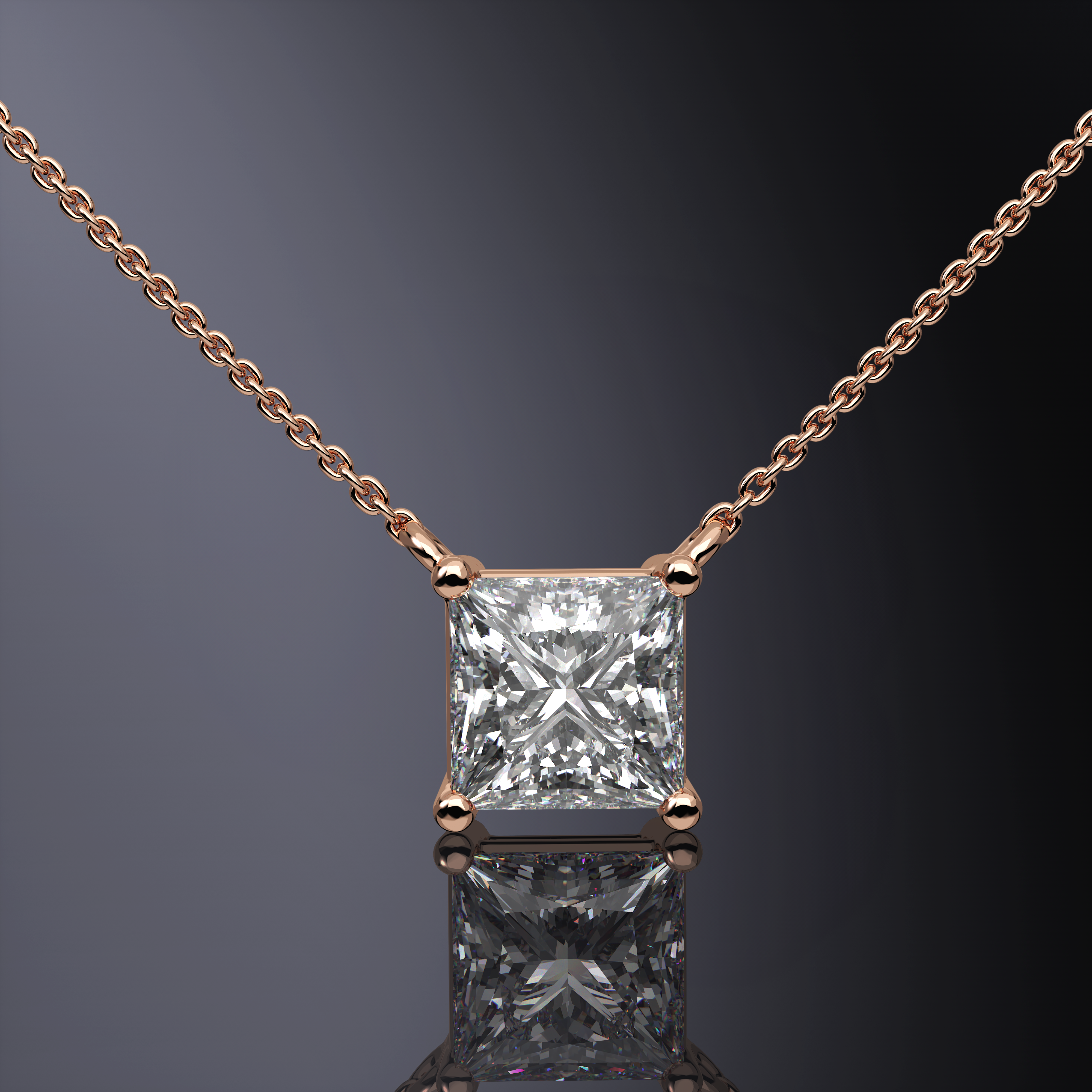 Princess Cut Prong Set Pendant