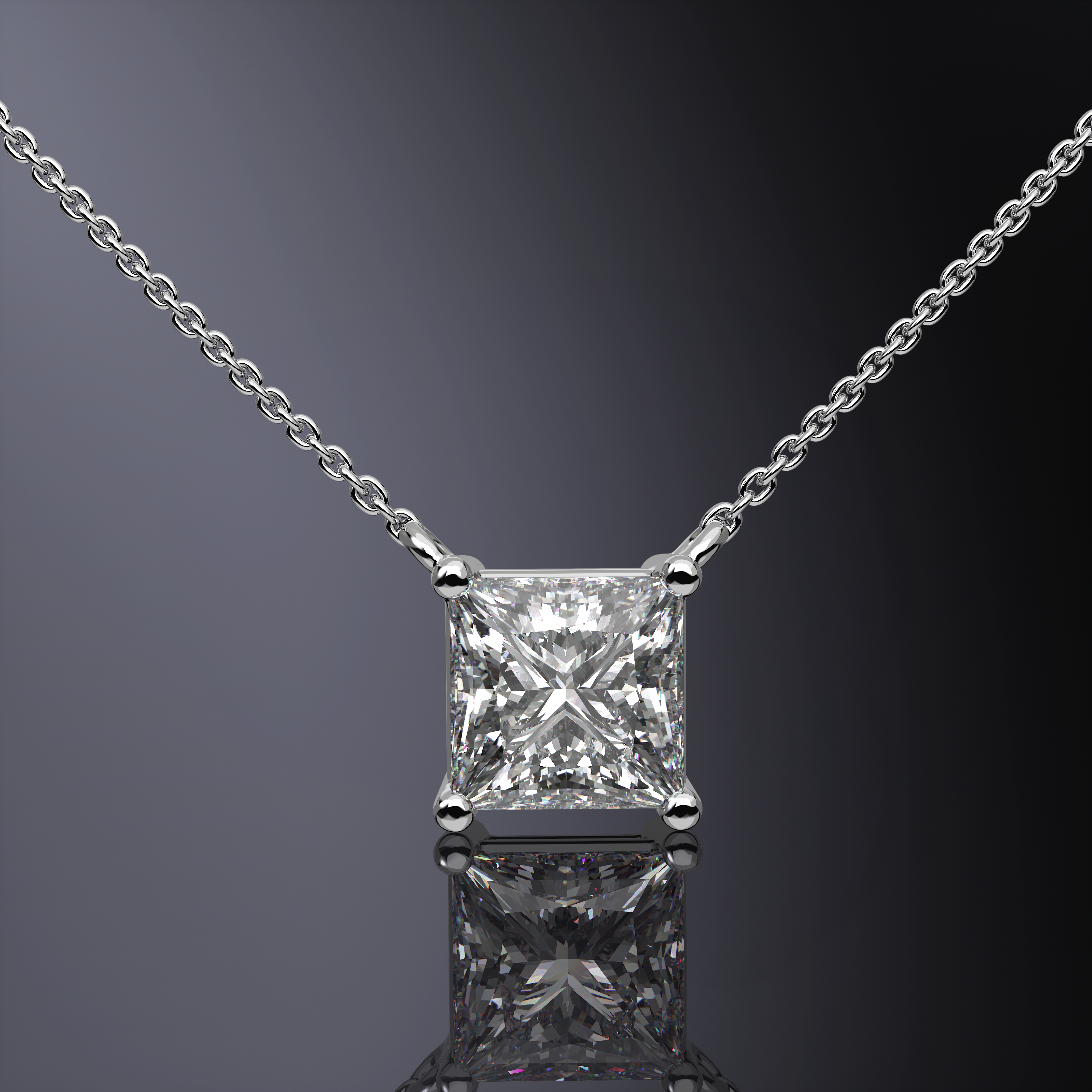 Princess Cut Prong Set Pendant