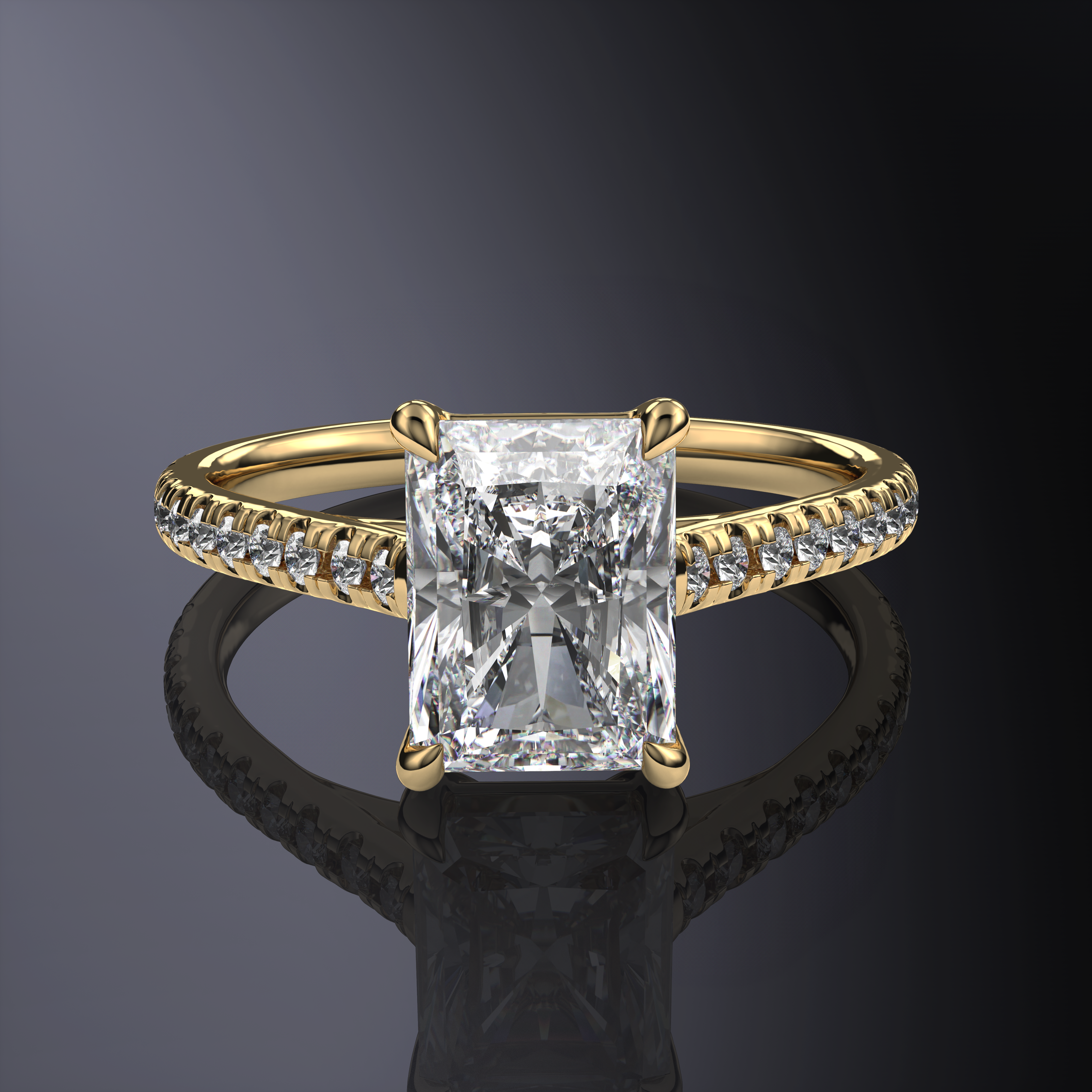 Radiant White Ring with Pave
