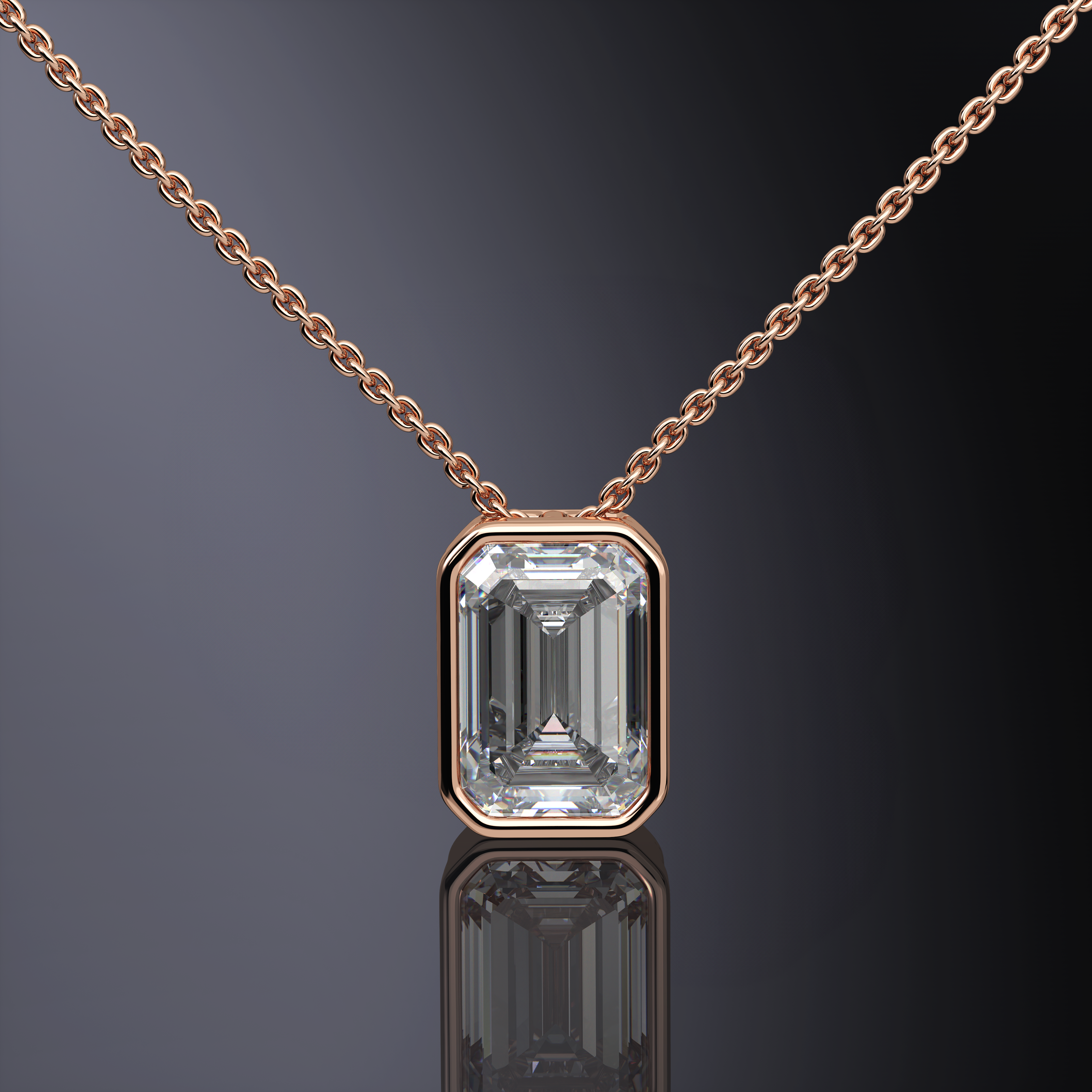 Radiant Cut Bezel Set Pendant