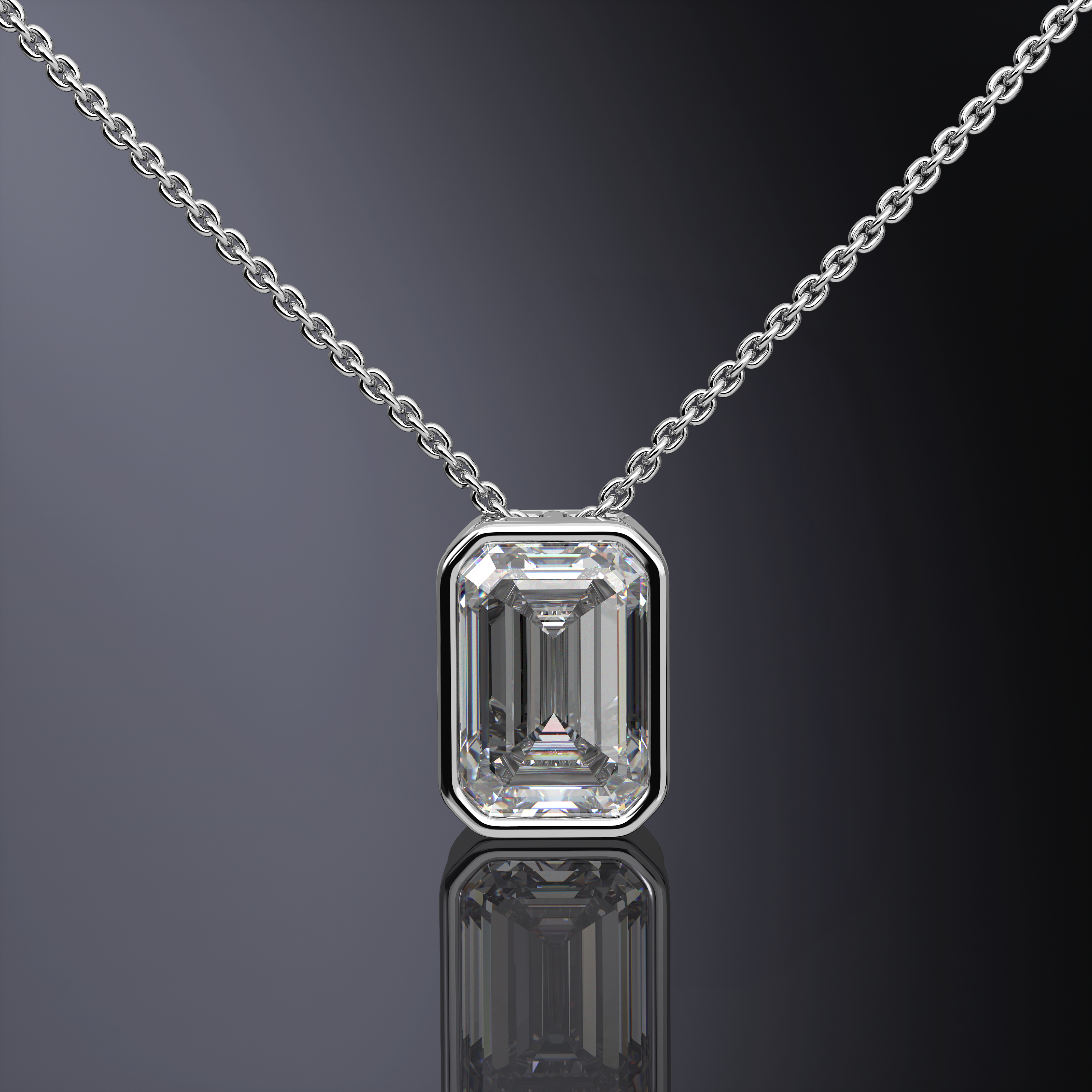 Radiant Cut Bezel Set Pendant