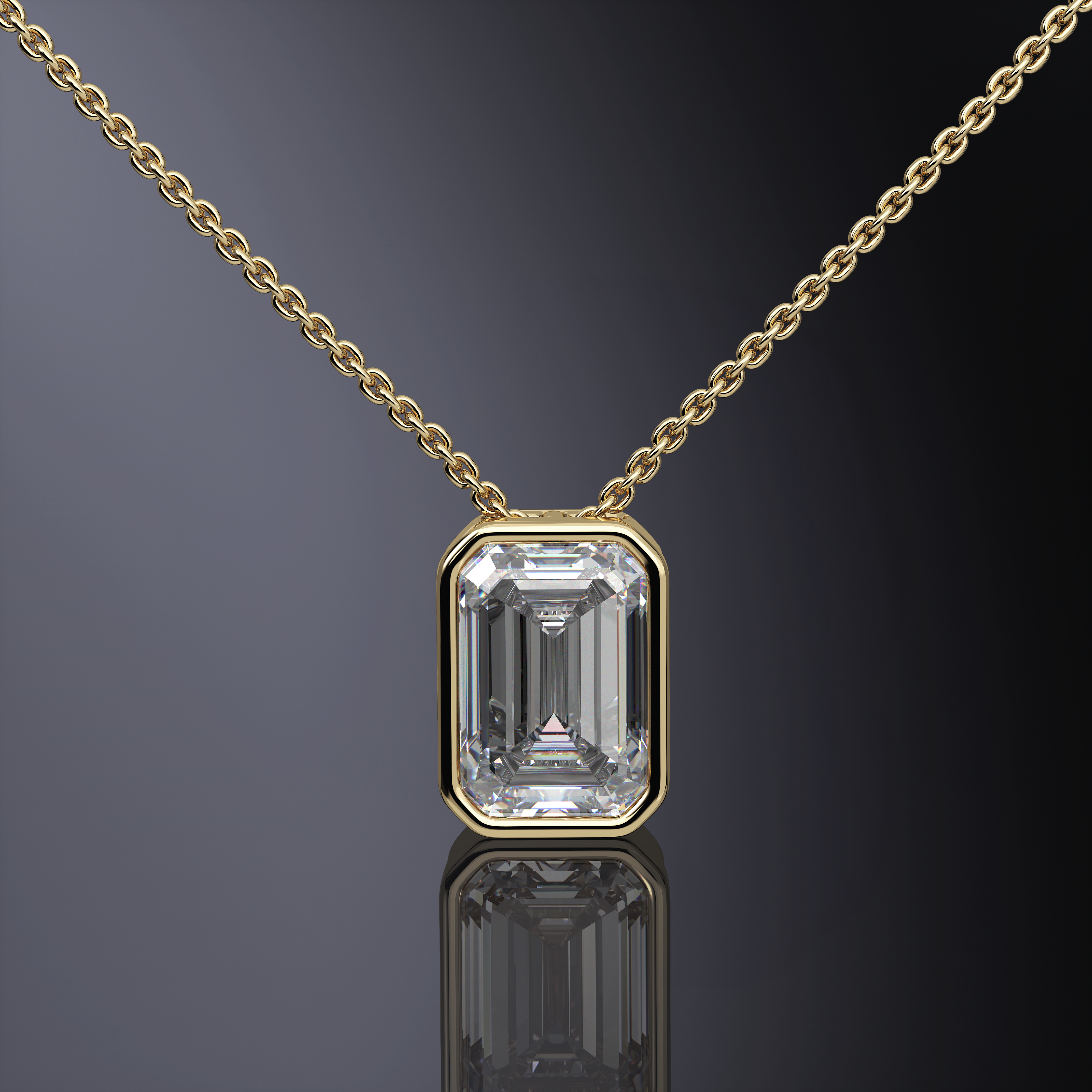 Radiant Cut Bezel Set Pendant