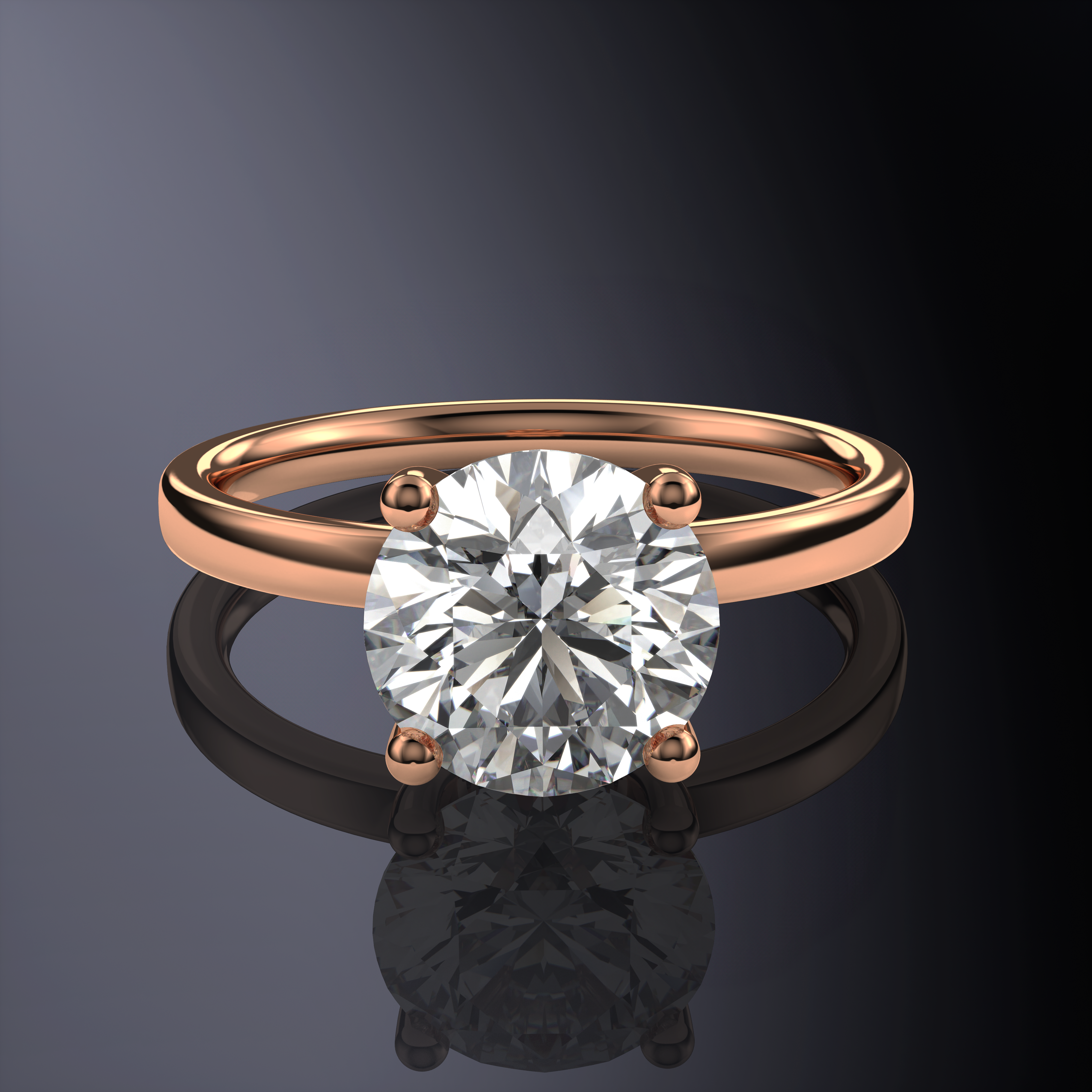 Round Solitaire White Ring with Hidden Halo
