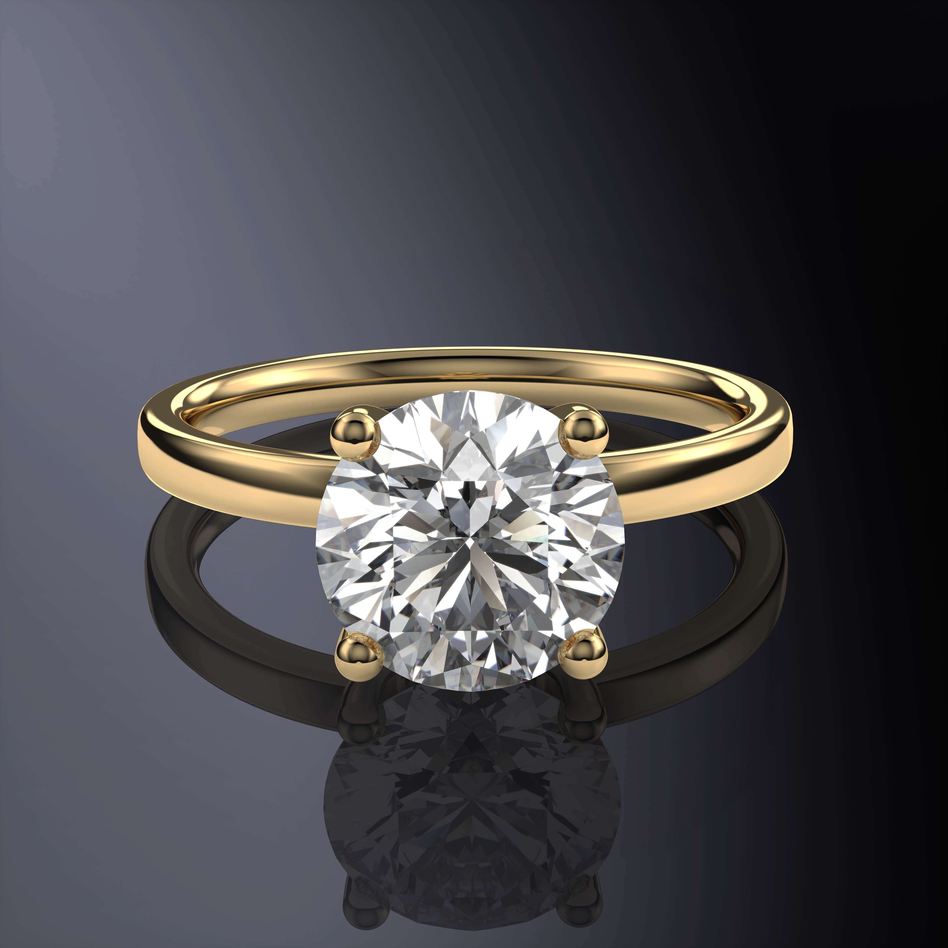 Round Solitaire White Ring with Hidden Halo