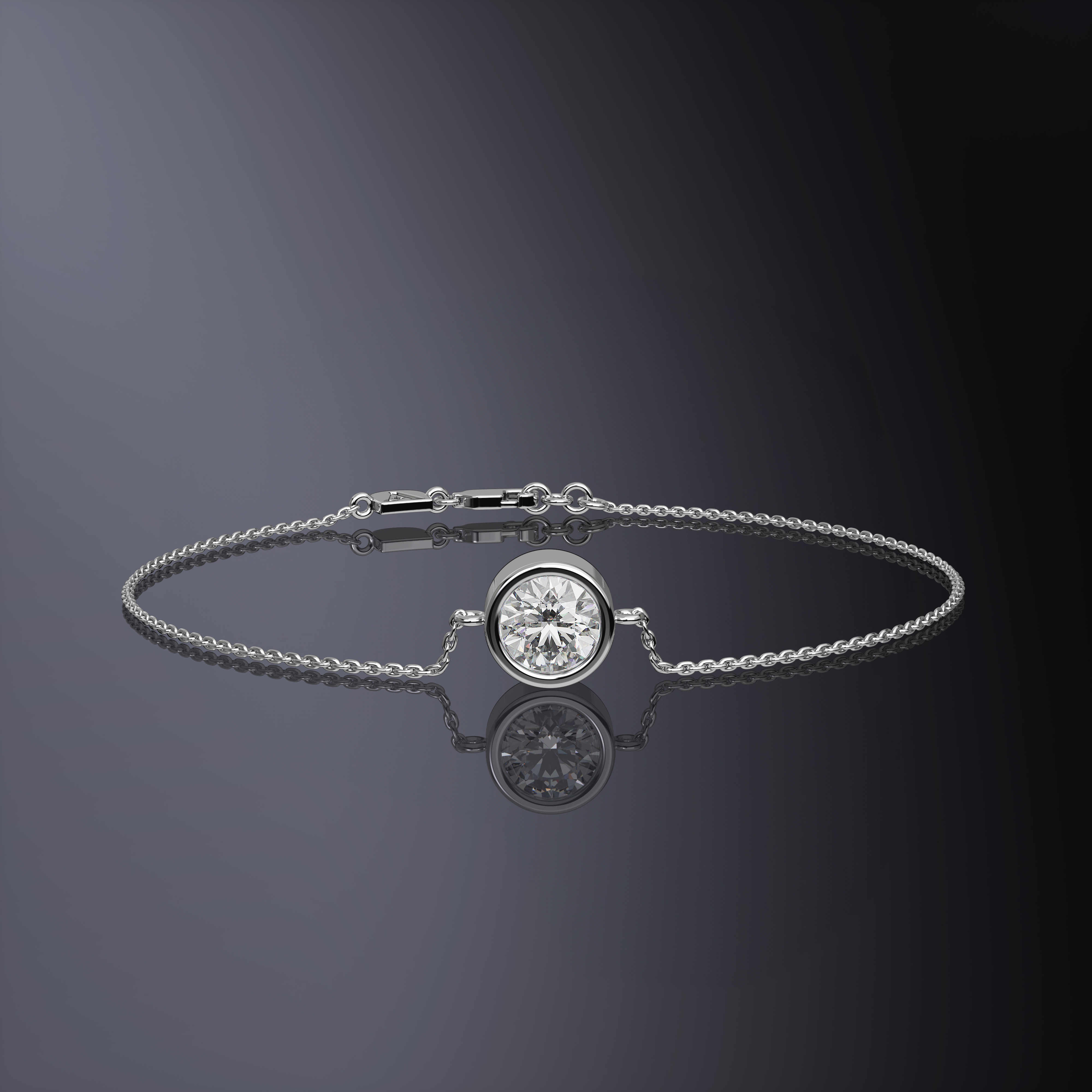 Round Brilliant Cut Single Stone Chain Bracelet