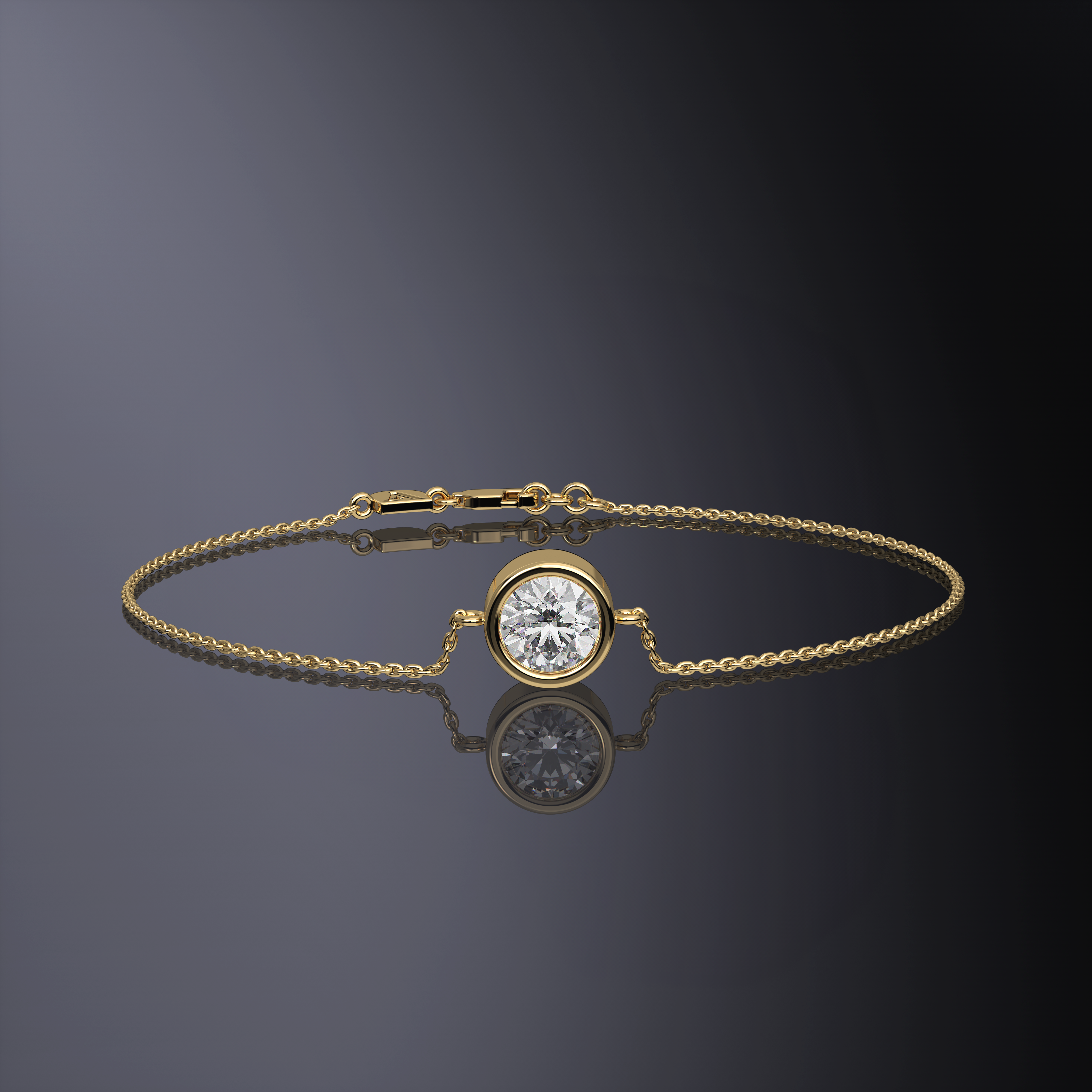 Round Brilliant Cut Single Stone Chain Bracelet
