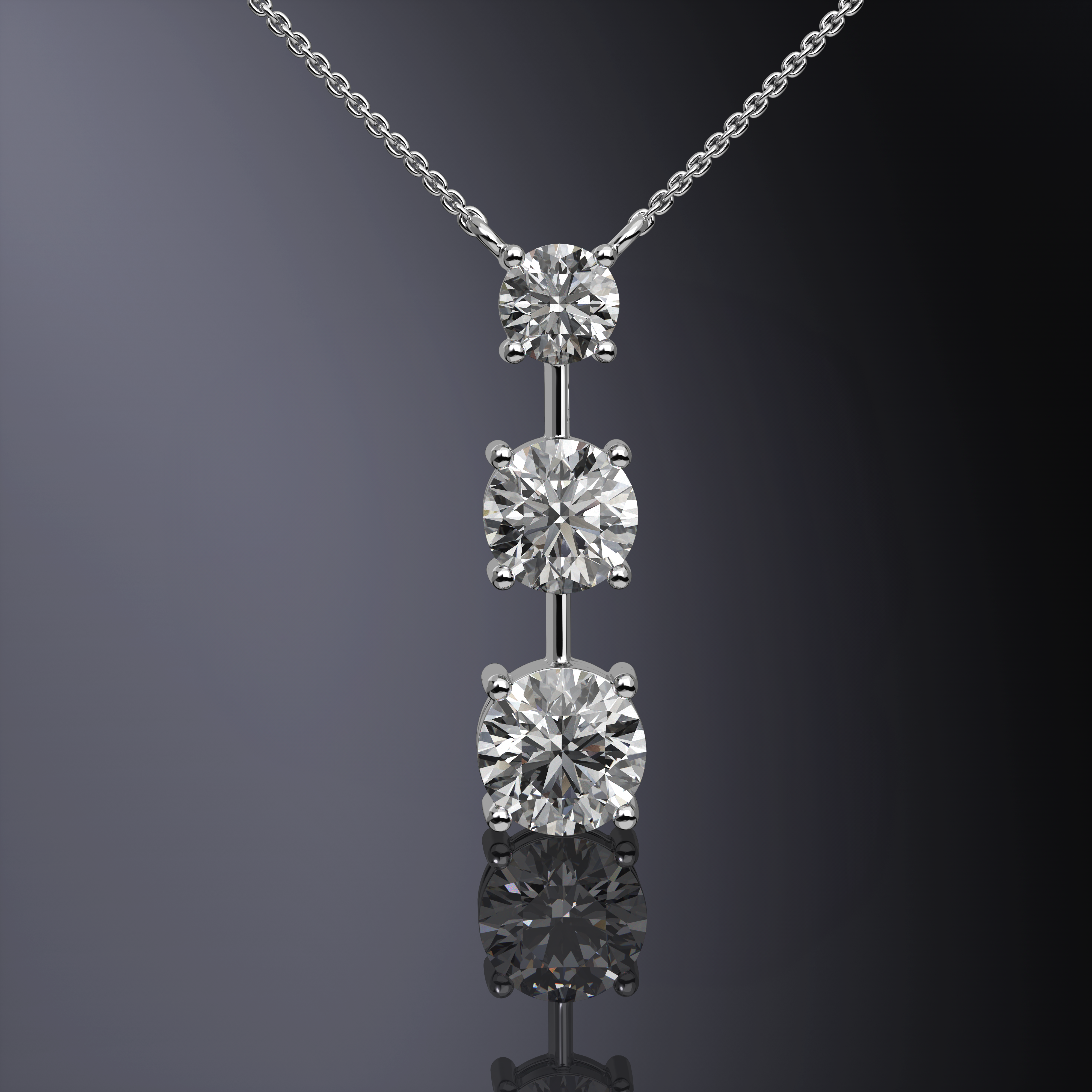 Round Brilliant Trilogy Pendant White Gold