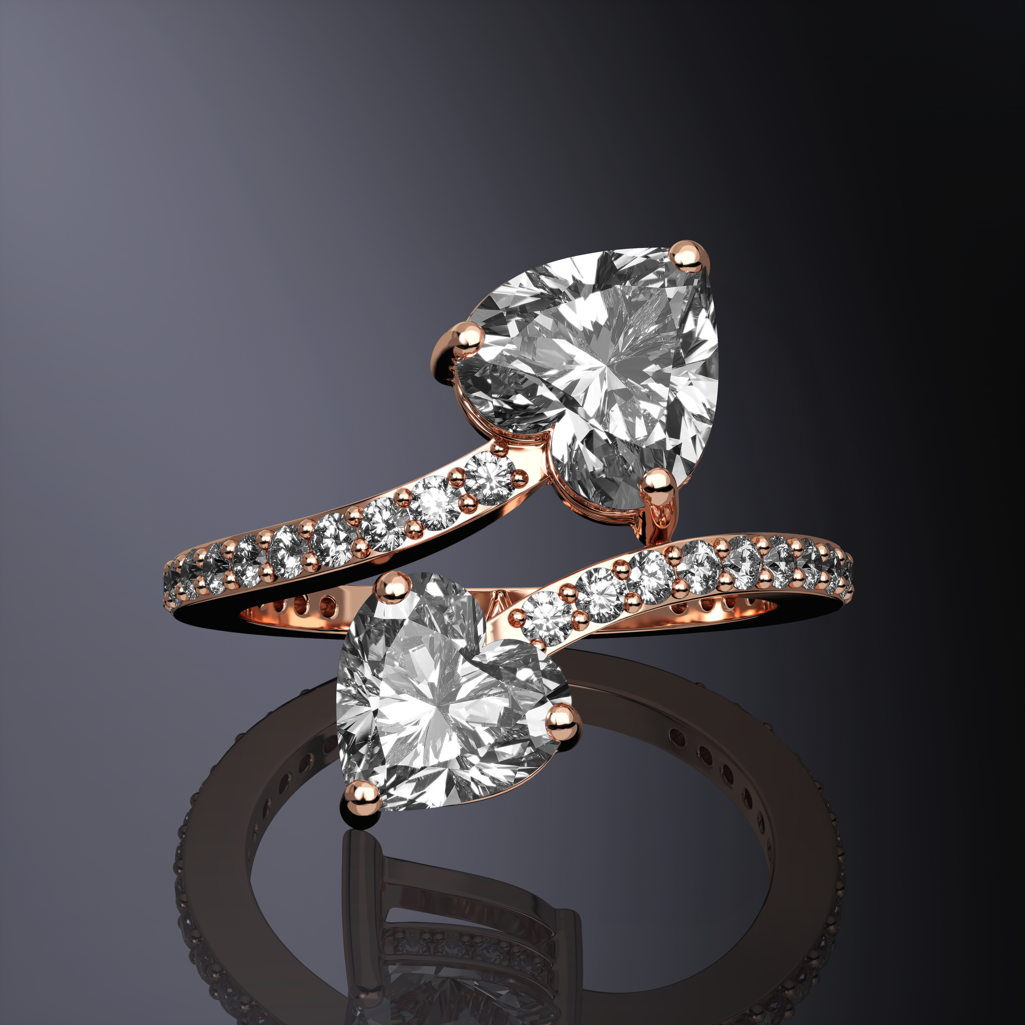 Two Hearts Entwined Ring