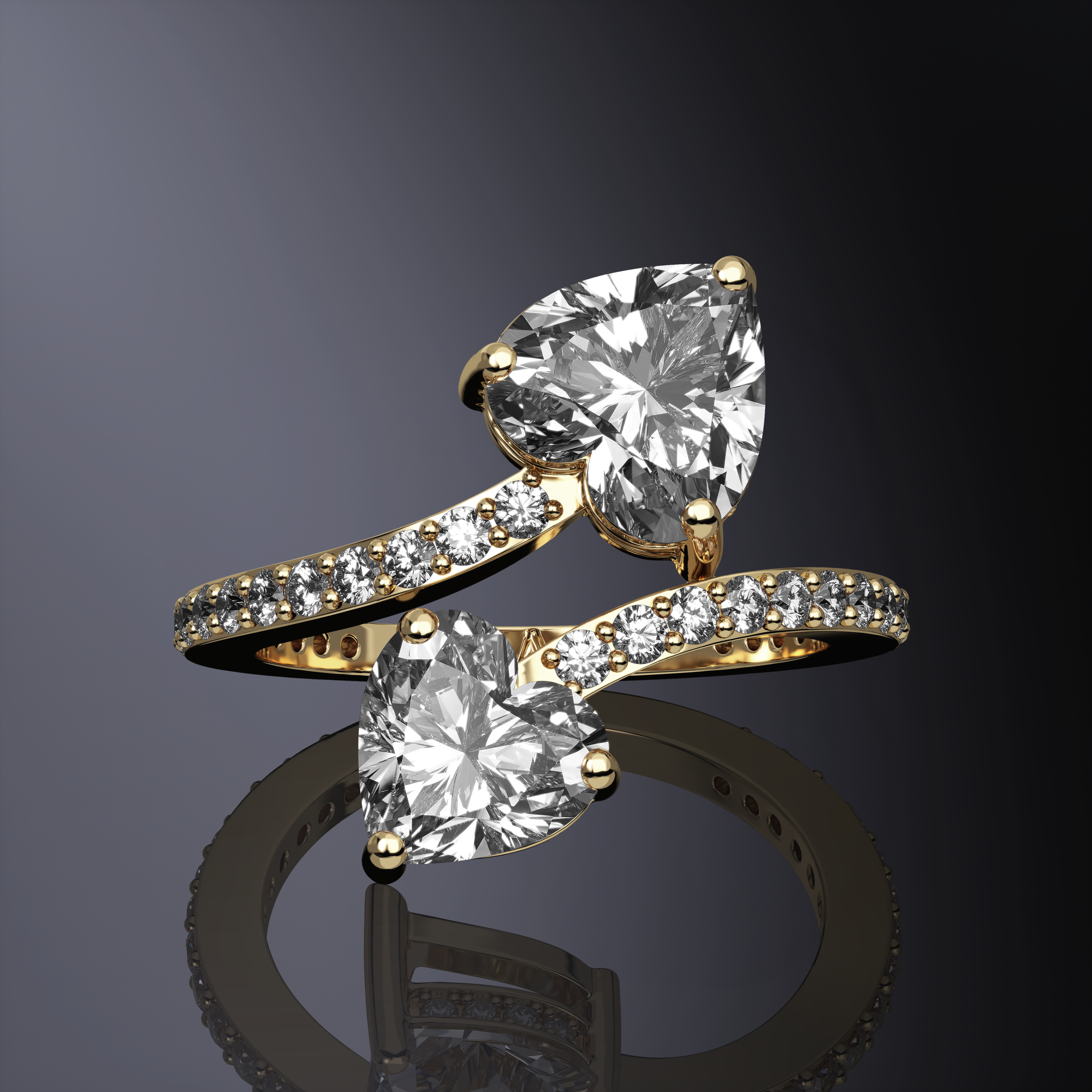 Two Hearts Entwined Ring