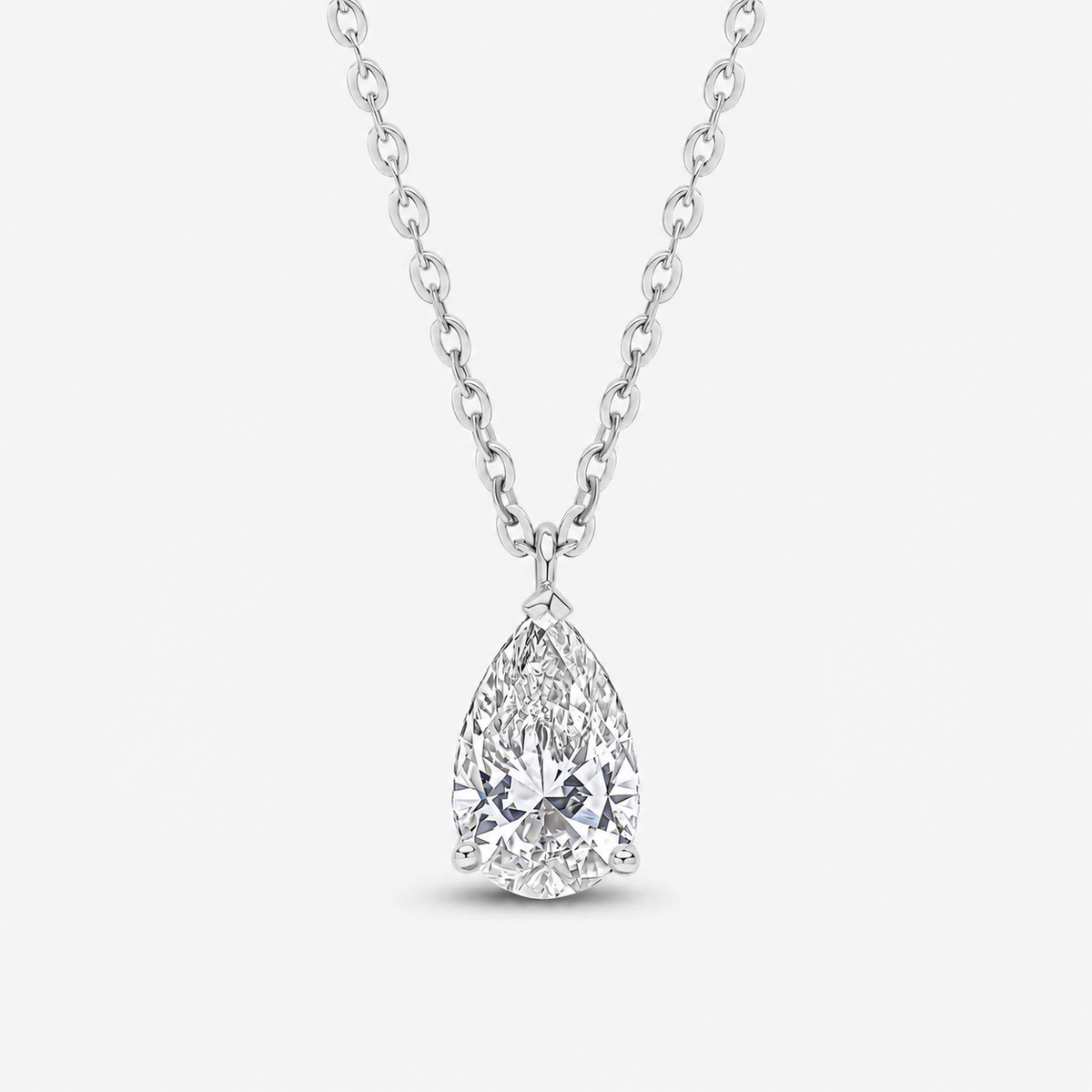 Pear Cut Prong Set Pendant White Gold 48