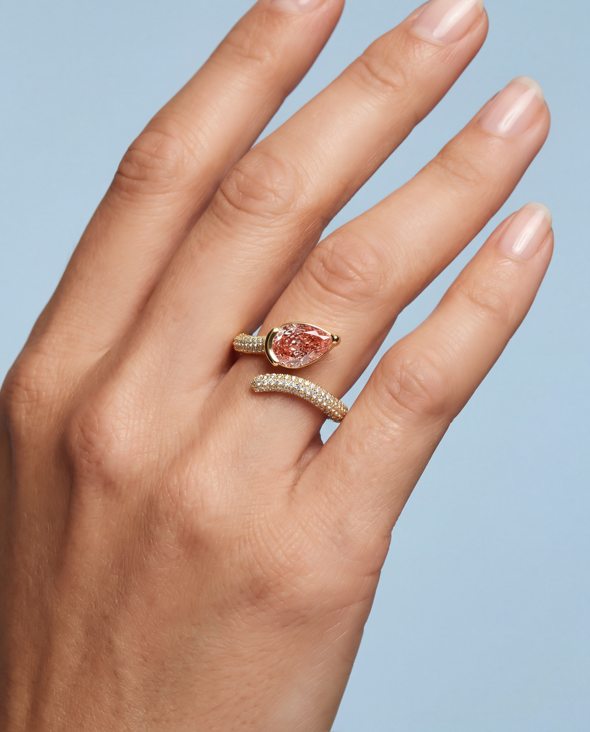 Pear Pink Diamond Pave Ring 138