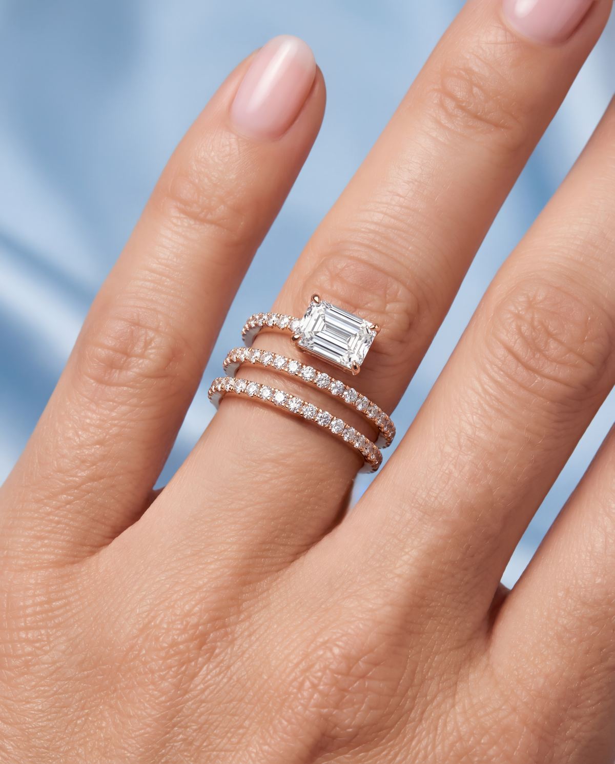 Emerald Cut Multi Row Ring 121