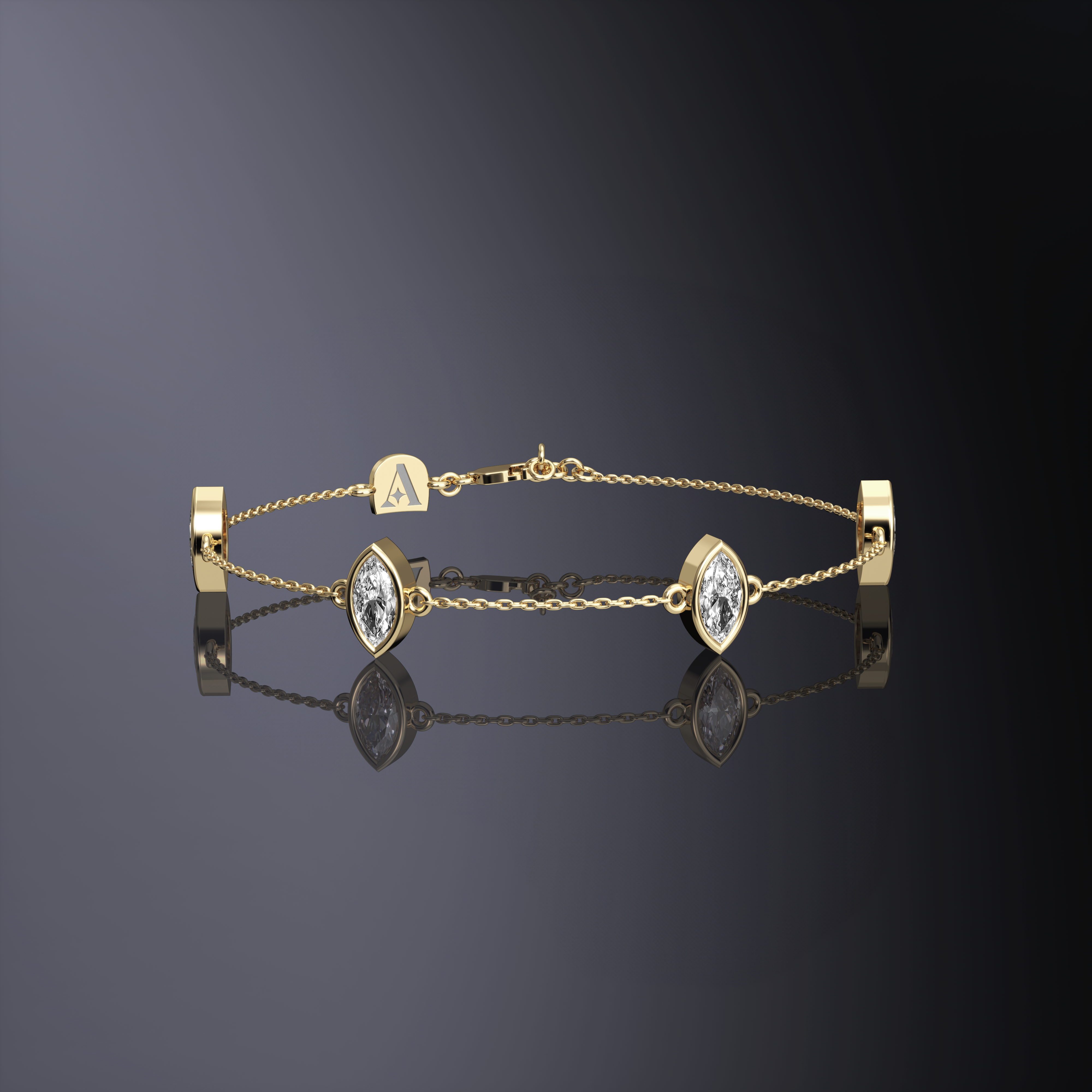 Marquise Cut Four Stone Chain Bracelet