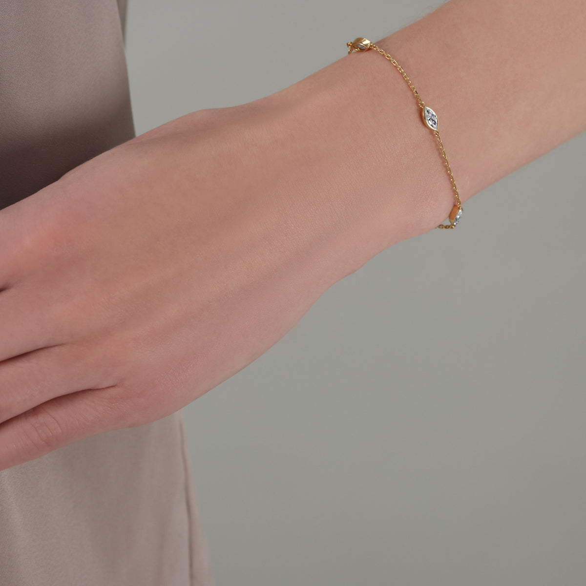 Marquise Cut Four Stone Chain Bracelet