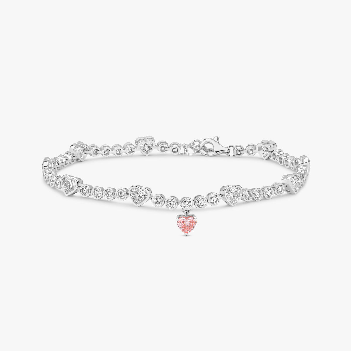 Pink Heart Drop Bezel Anklet