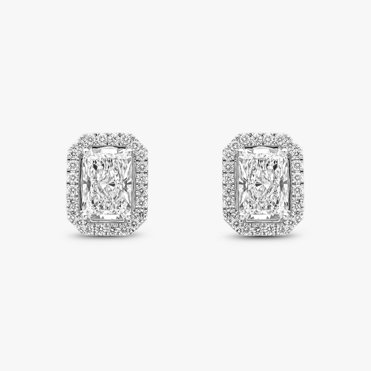 Radiant Cut Halo Studs