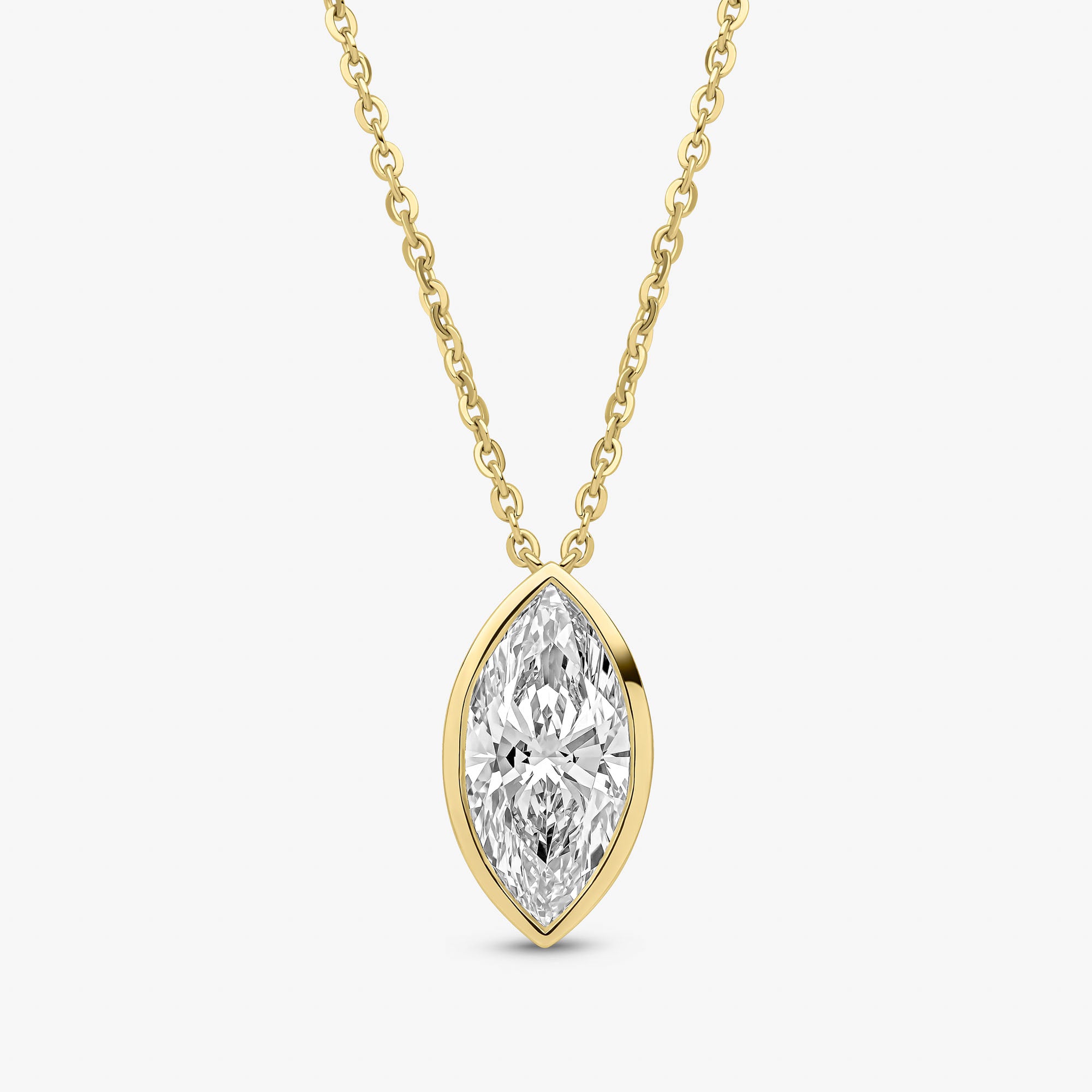 Marquise Cut Bezel Set Pendant Yellow Gold