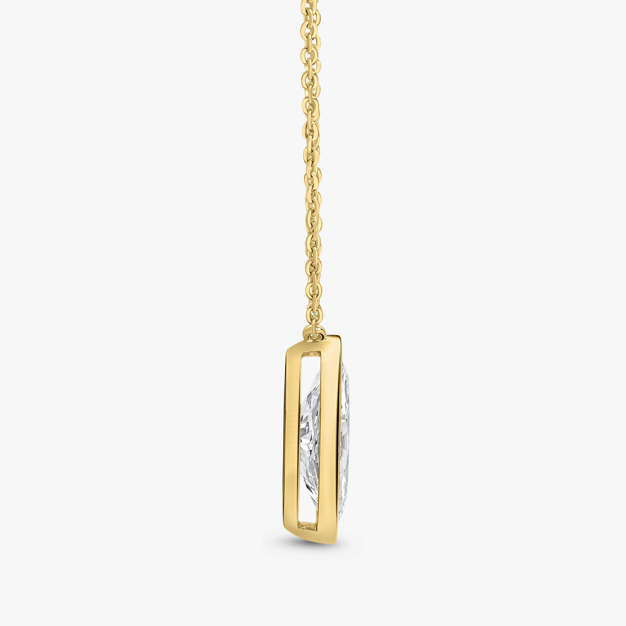 Marquise Cut Bezel Set Pendant Yellow Gold 1