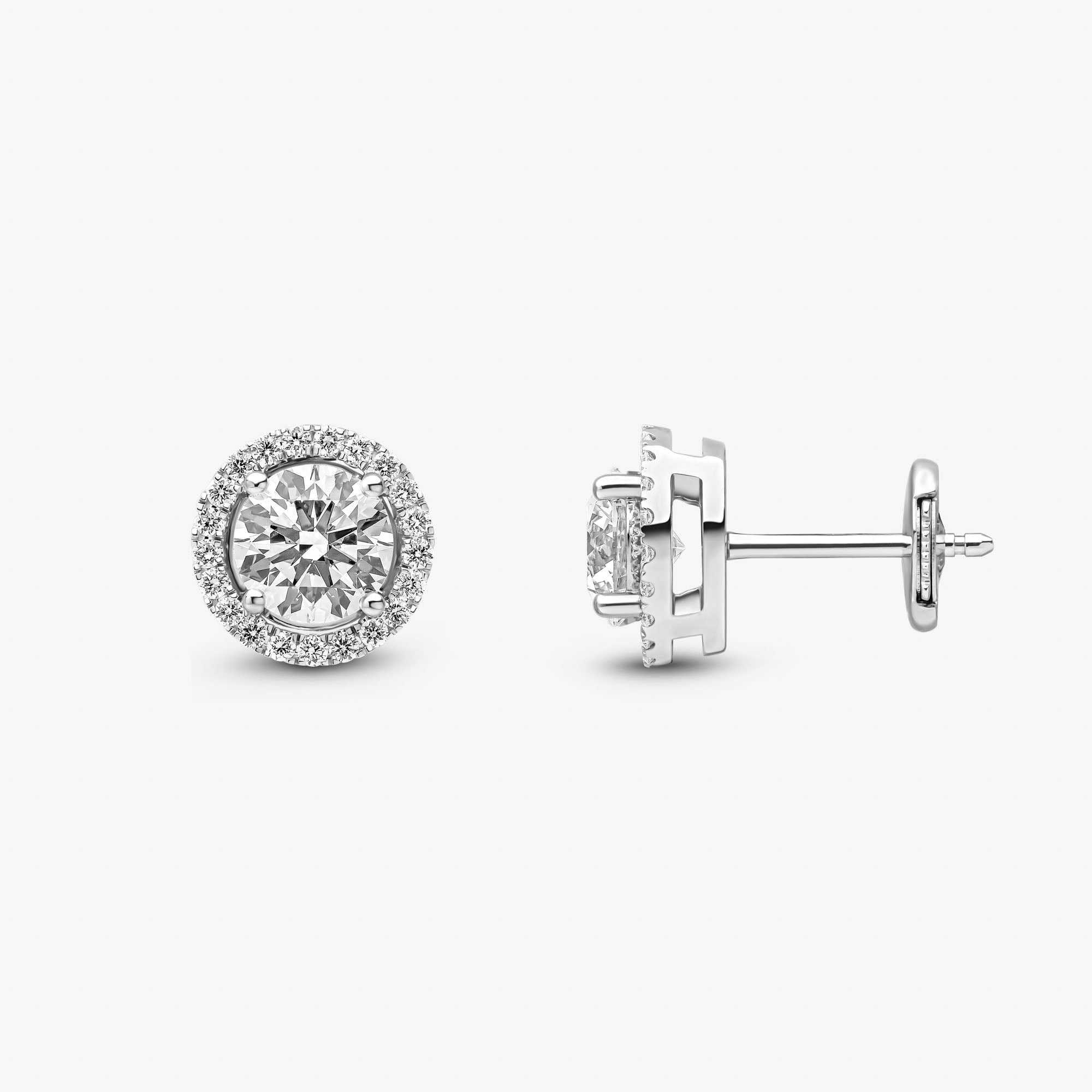 Round Brilliant Cut Halo Studs