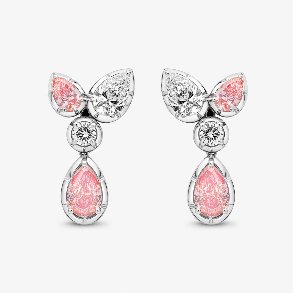 Madison Pink & White Diamond Drop Earrings 7