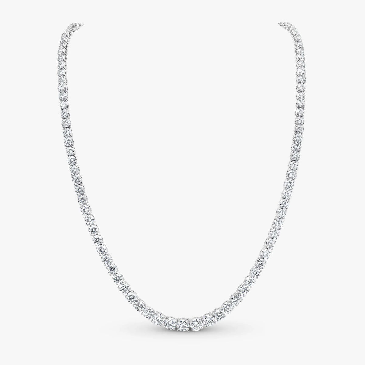 Round Brilliant Cut Graduated Tennis Necklace