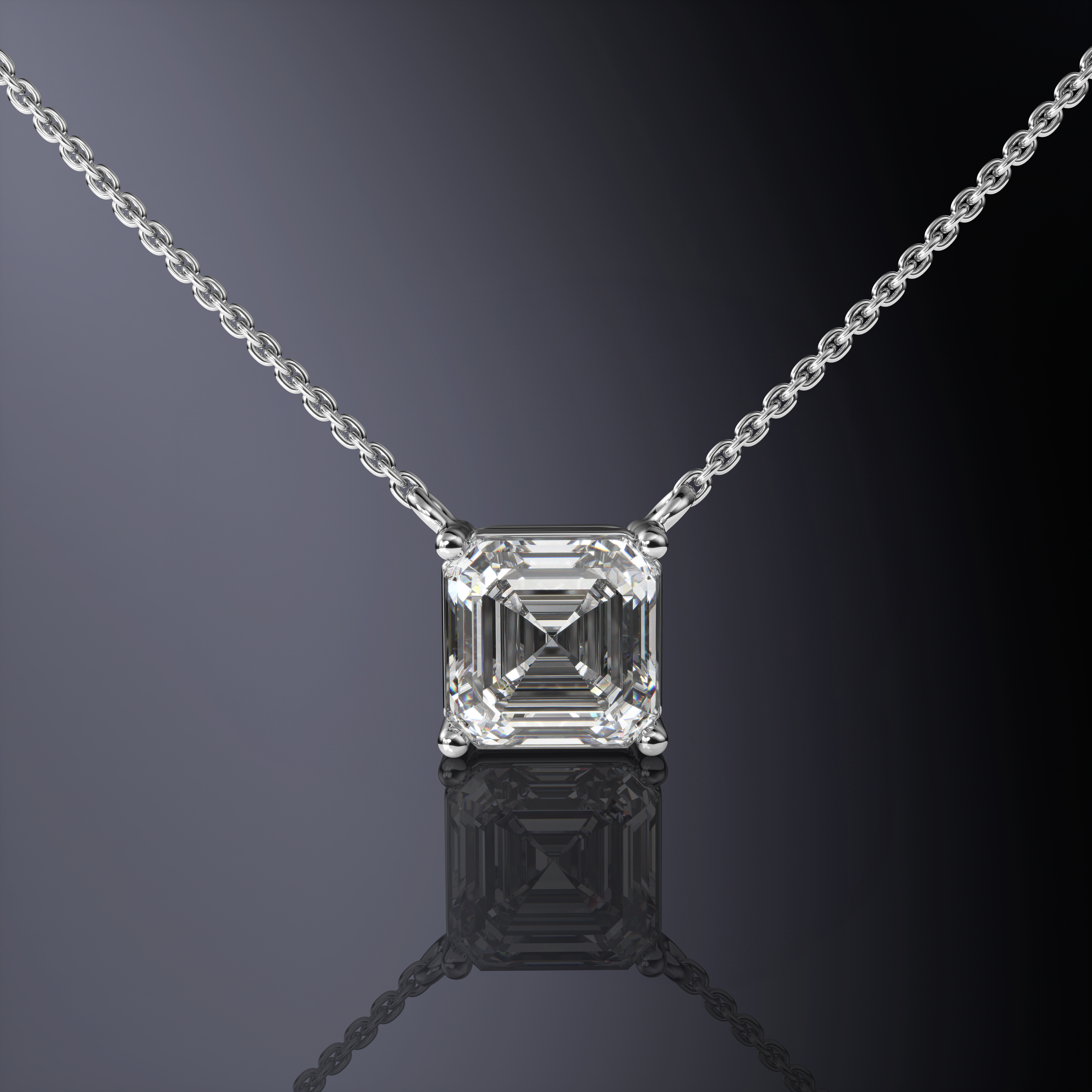 Asscher Cut Prong Set Pendant