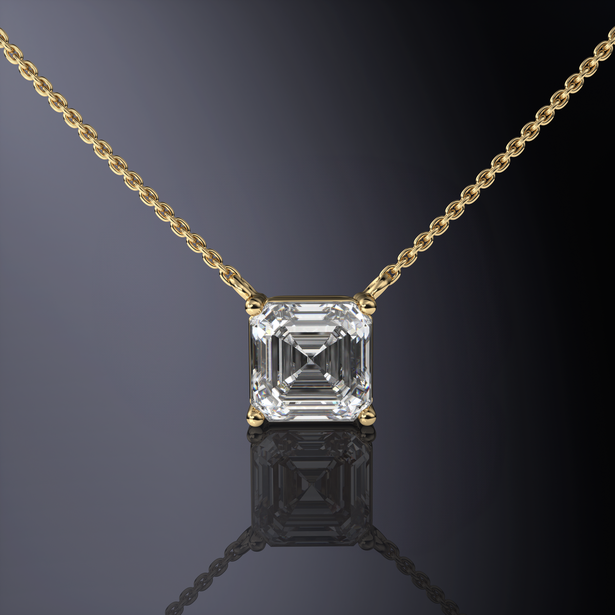 Asscher Cut Prong Set Pendant