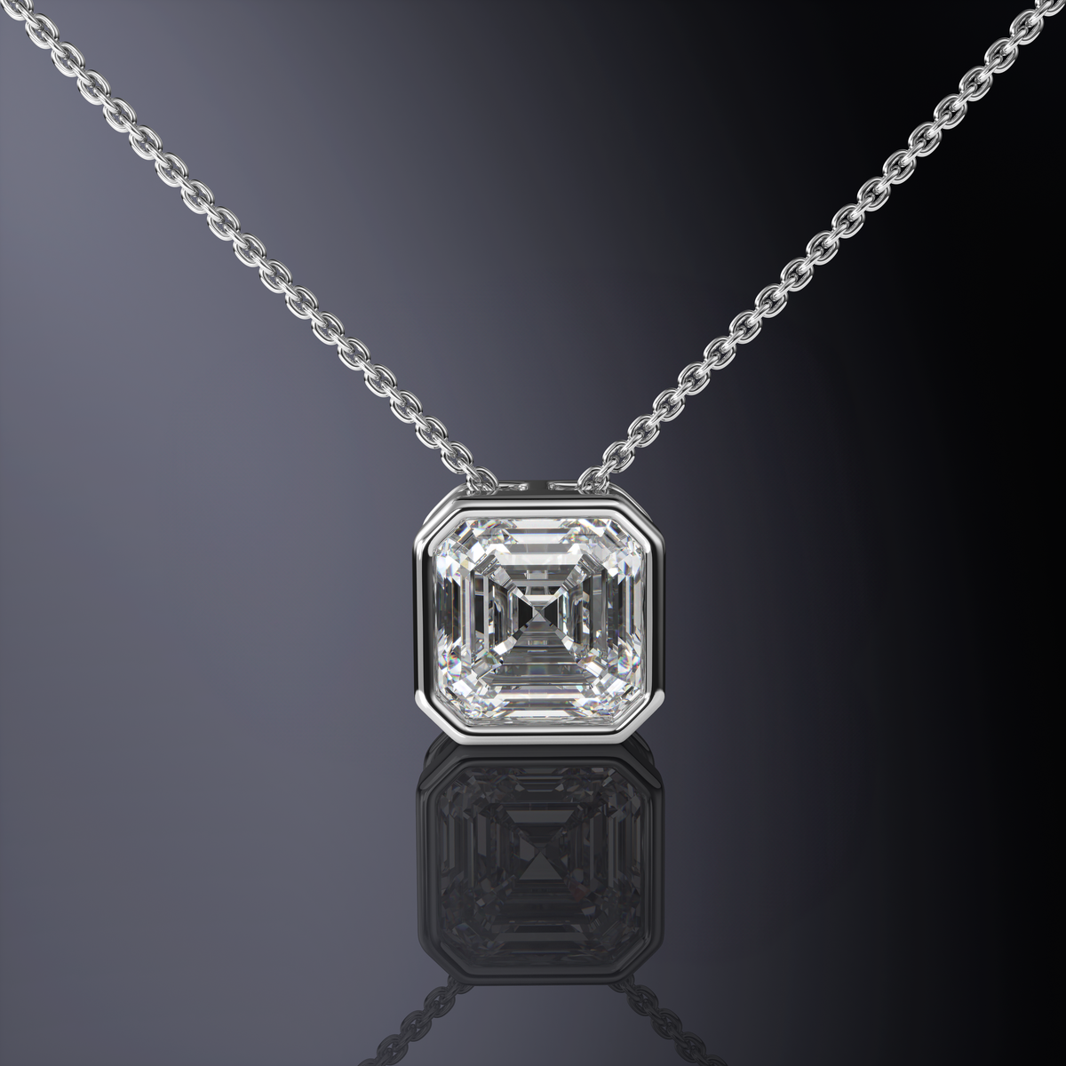 Asscher Cut Bezel Set Pendant