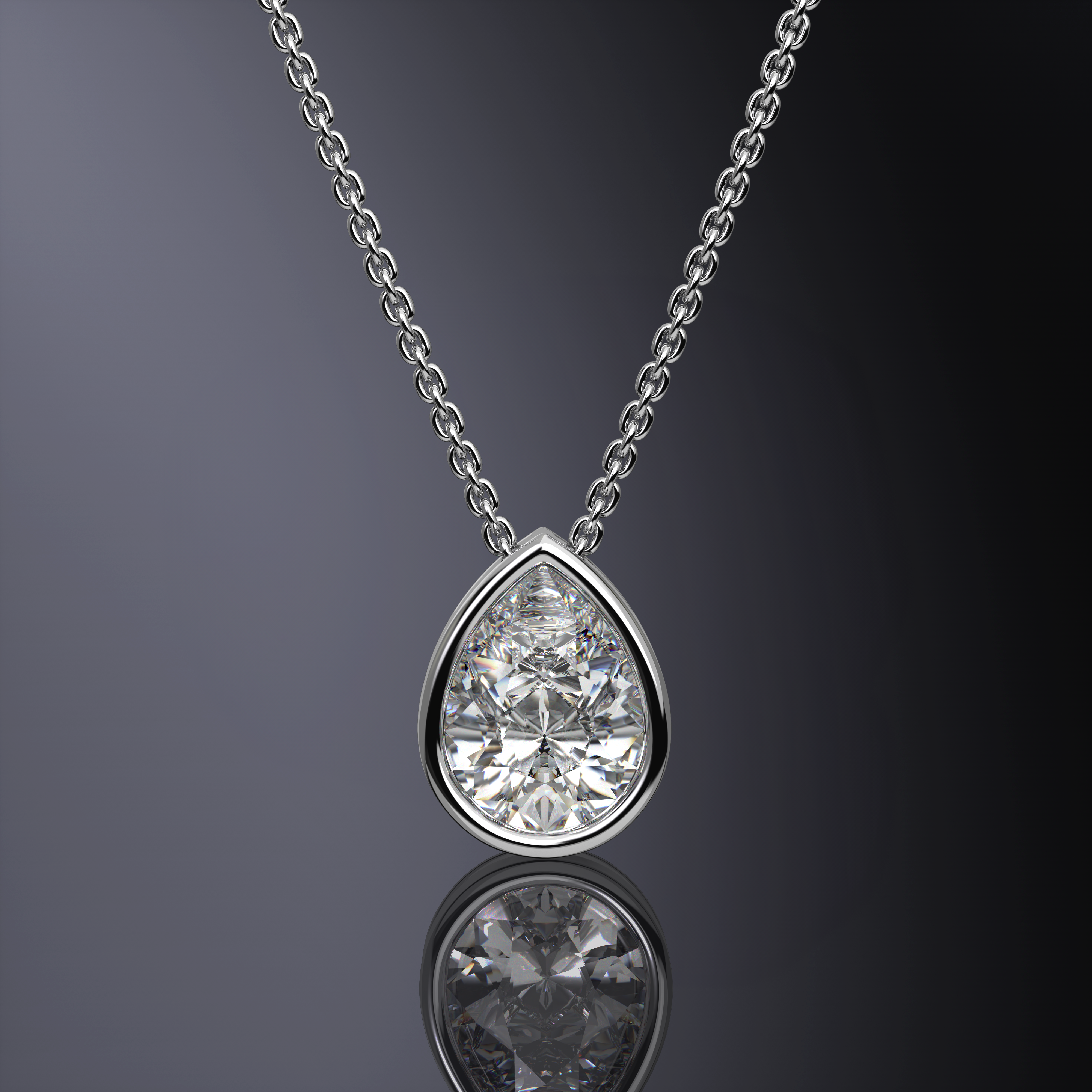 Pear Cut Bezel Set Pendant